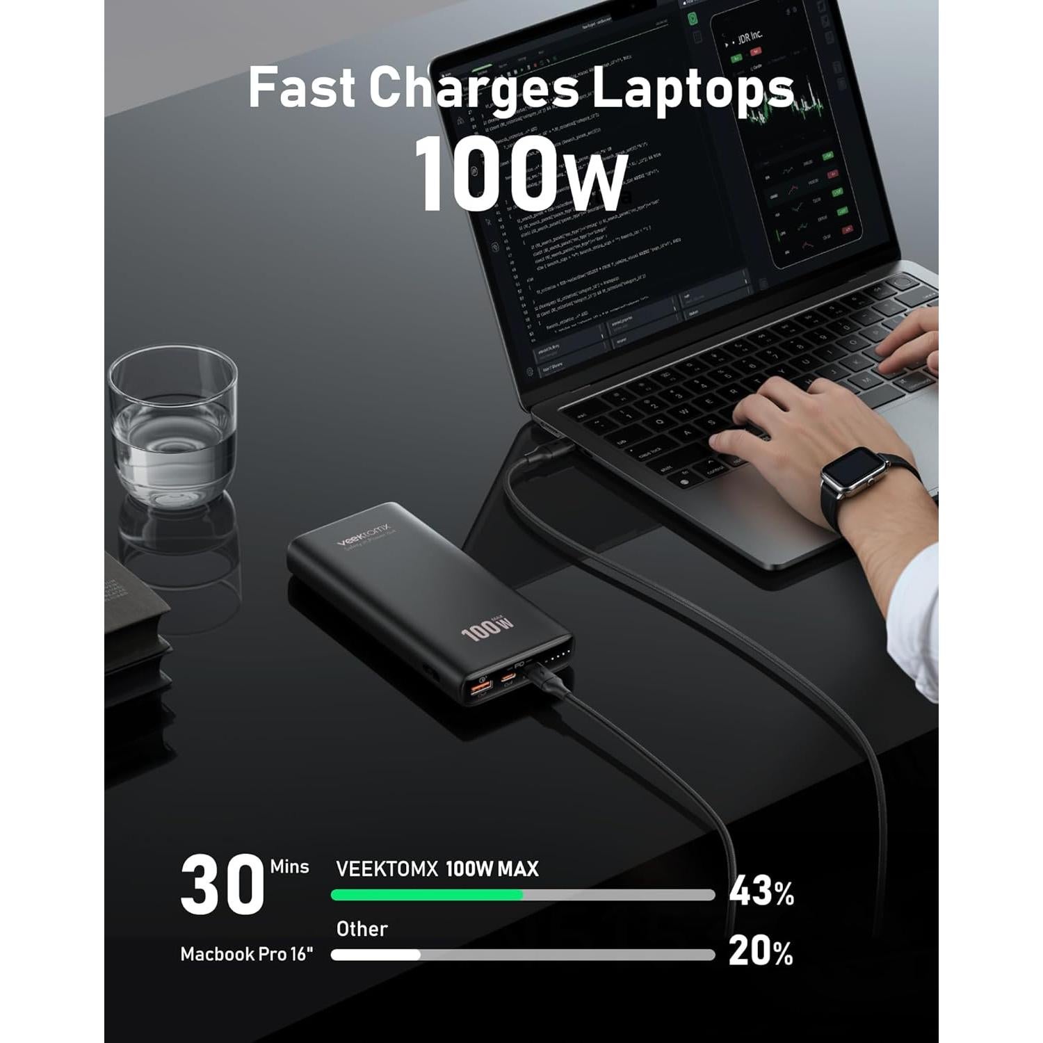 Batería Externa VEEKTOMX 100W 20000mAh Carga Rápida USB-C