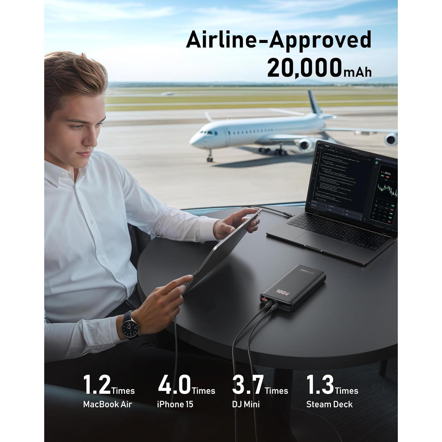 Batería Externa VEEKTOMX 100W 20000mAh Carga Rápida USB-C