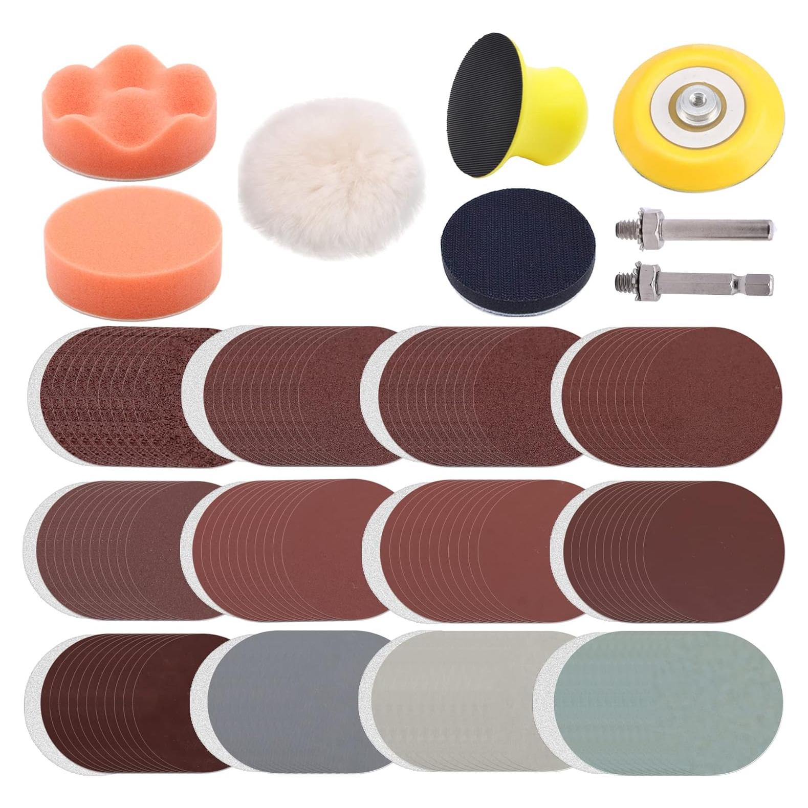 127 Discos de Lija 3" CKFCXC Grano 40-7000 con Bloque de Lijado