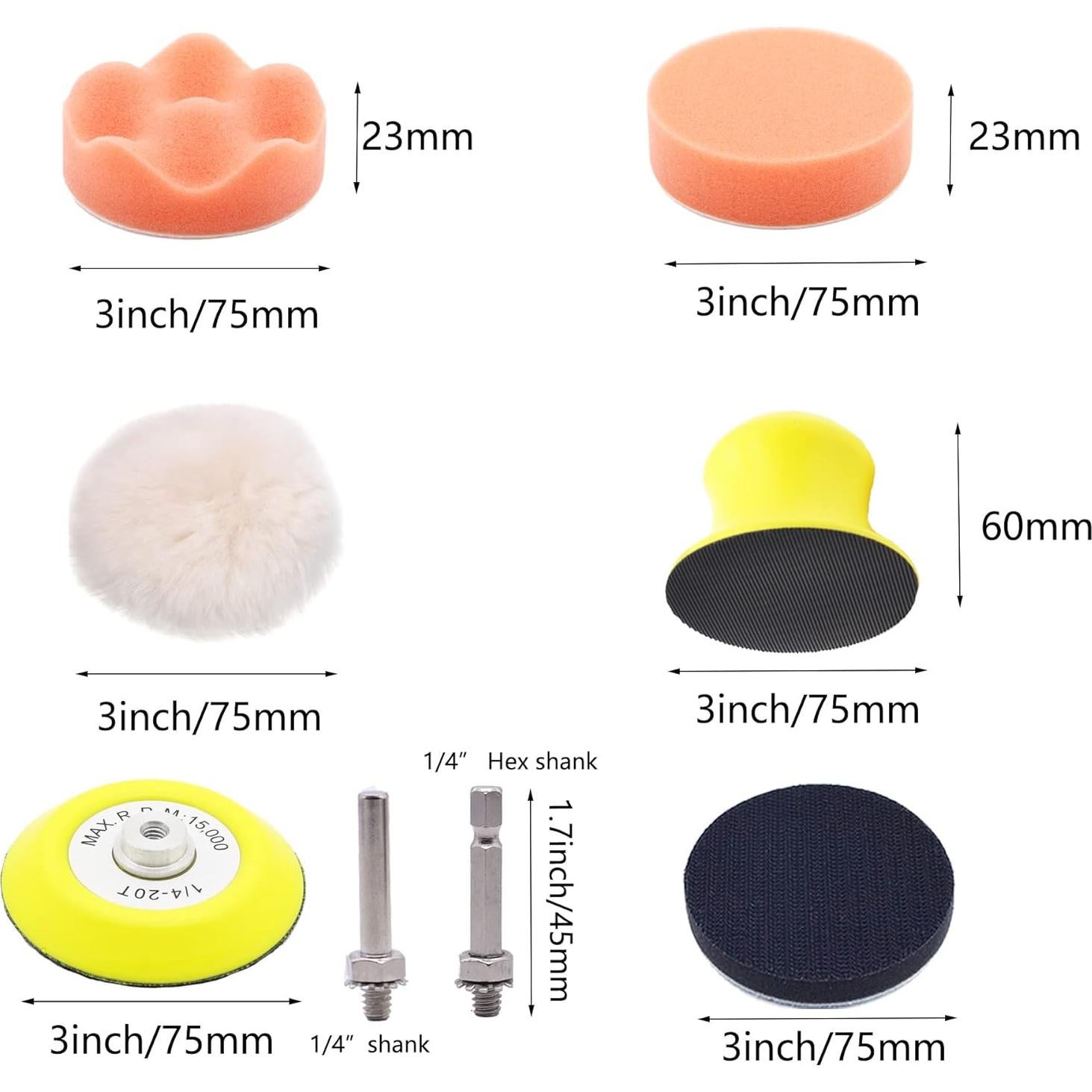 127 Discos de Lija 3" CKFCXC Grano 40-7000 con Bloque de Lijado