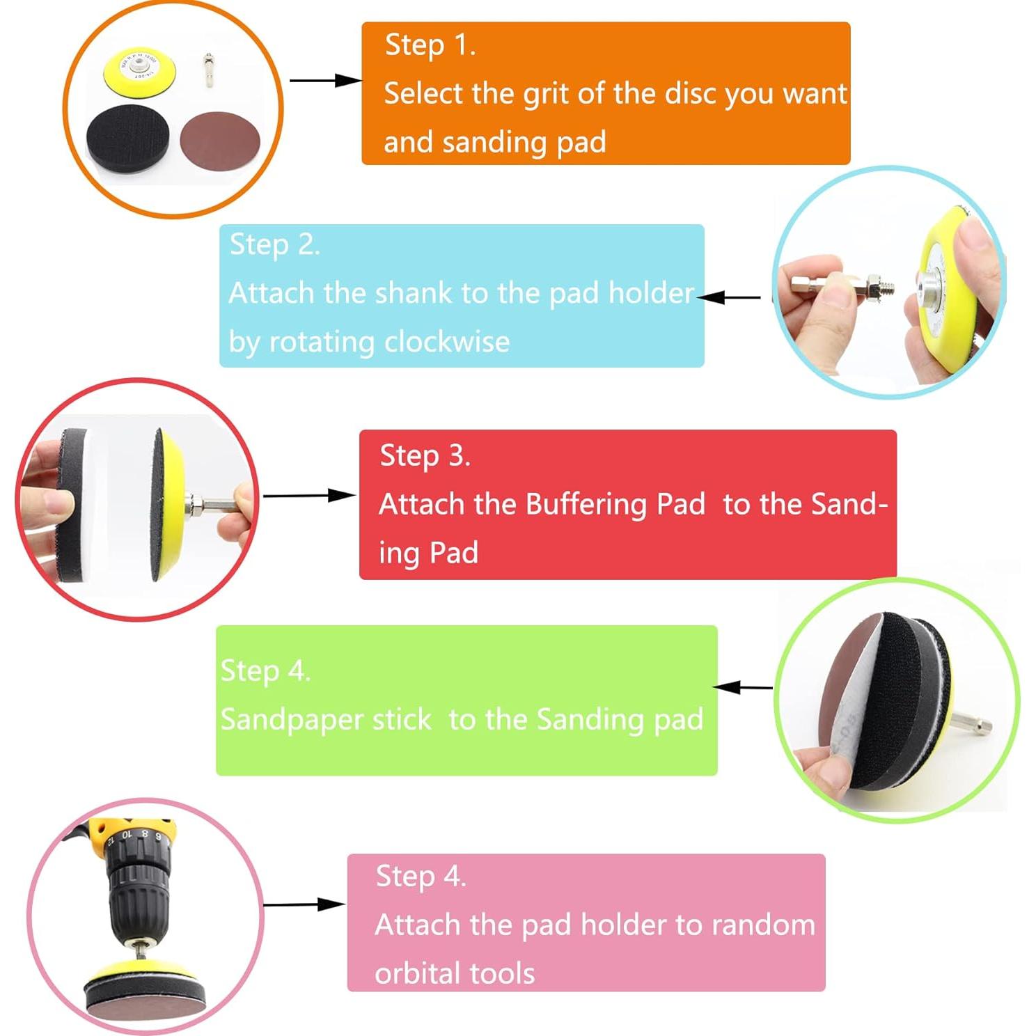 127 Discos de Lija 3" CKFCXC Grano 40-7000 con Bloque de Lijado