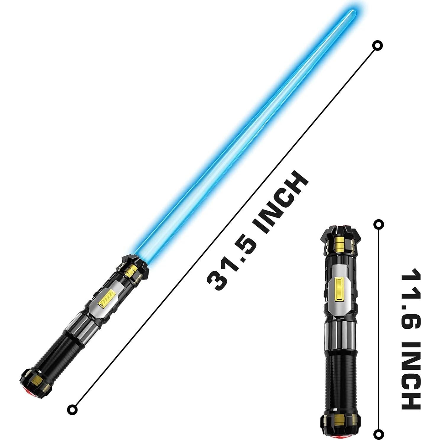 Paquete de 4 Espadas LED Cawiew con Sonido y Mango Retráctil