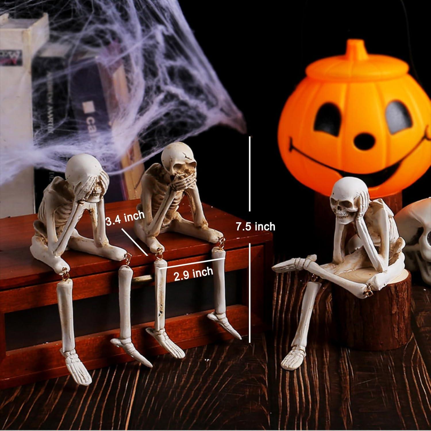 Conjunto de 3 Estatuas de Esqueletos OwMell - Decoración Gótica