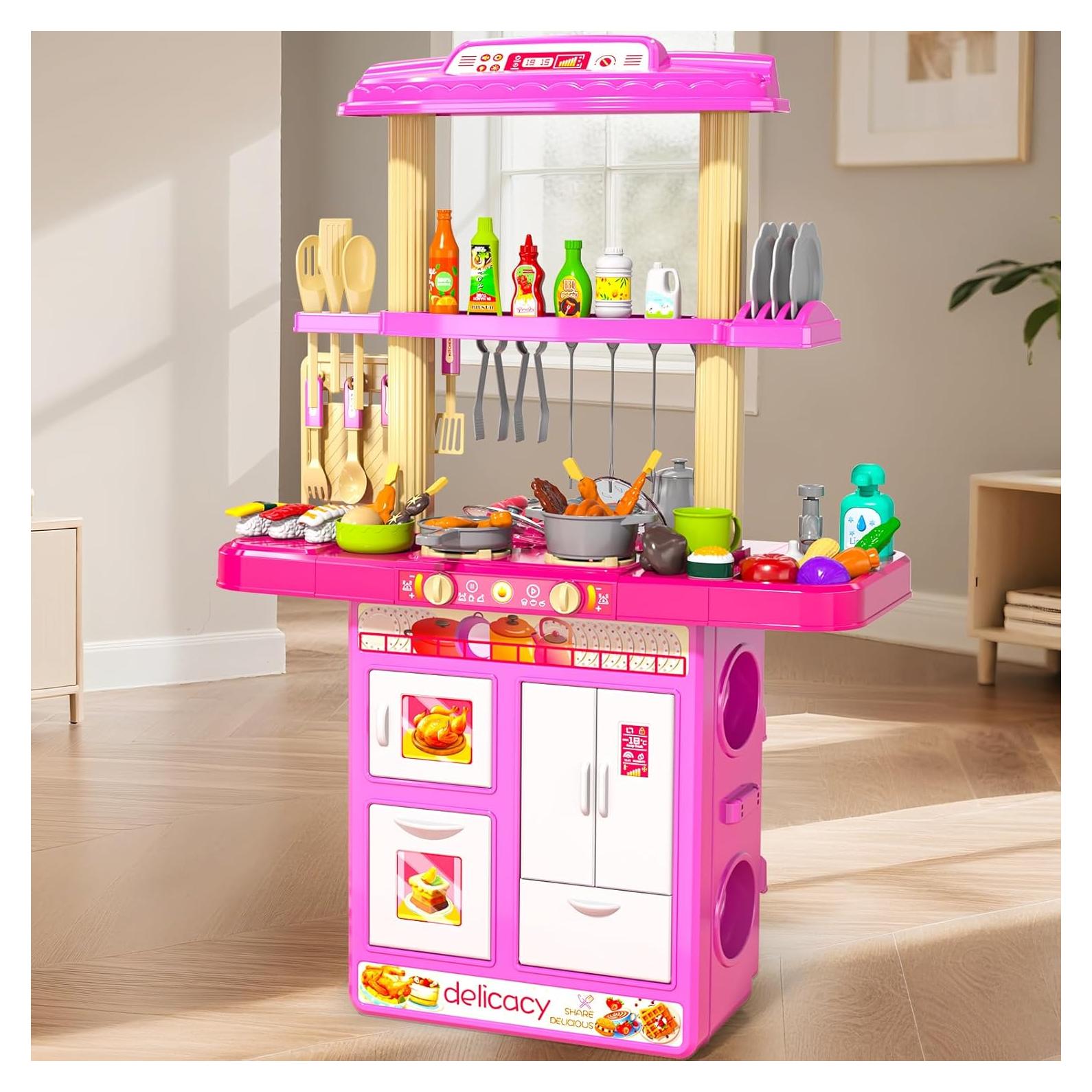 Juego de Cocina para Niños MSKOLER 2 Lados con Luz y Sonido