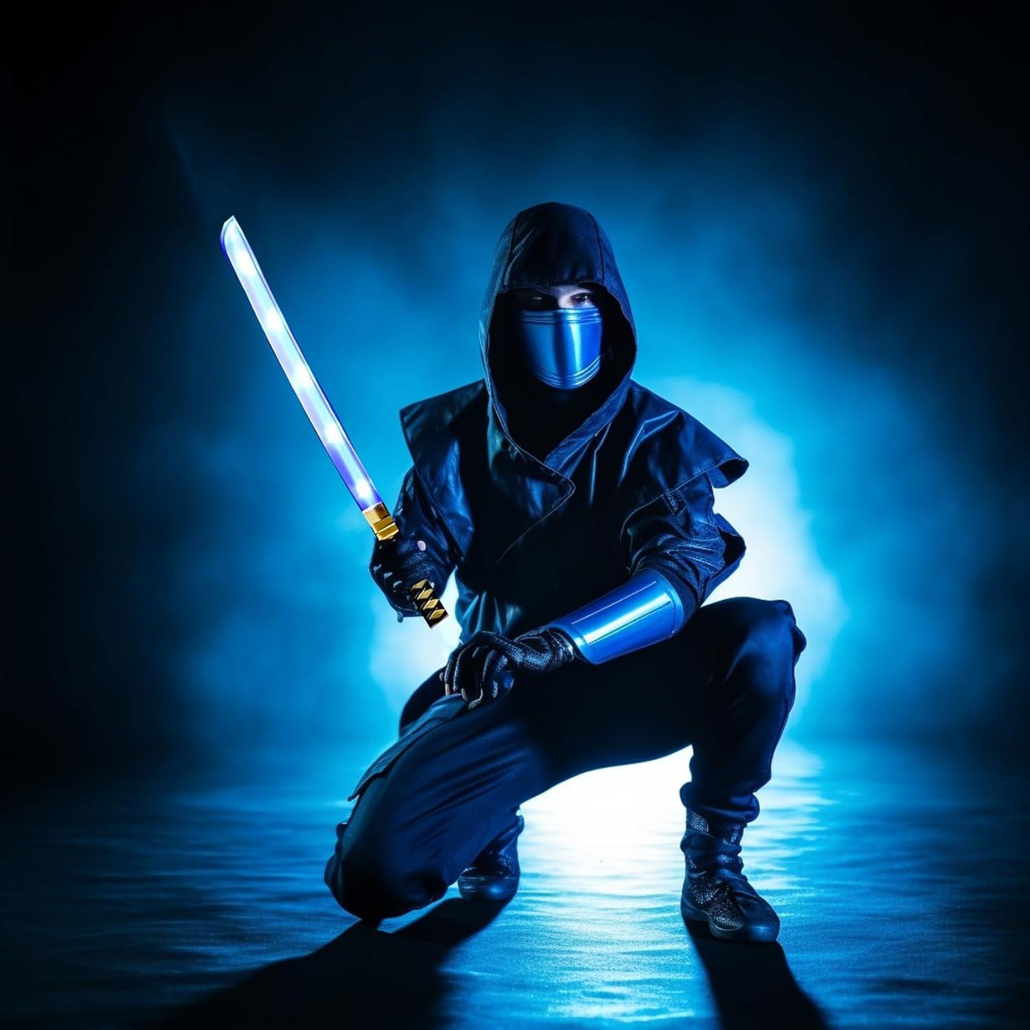 Espada Ninja LED 2 en 1 con Sonidos - Juguete para Halloween