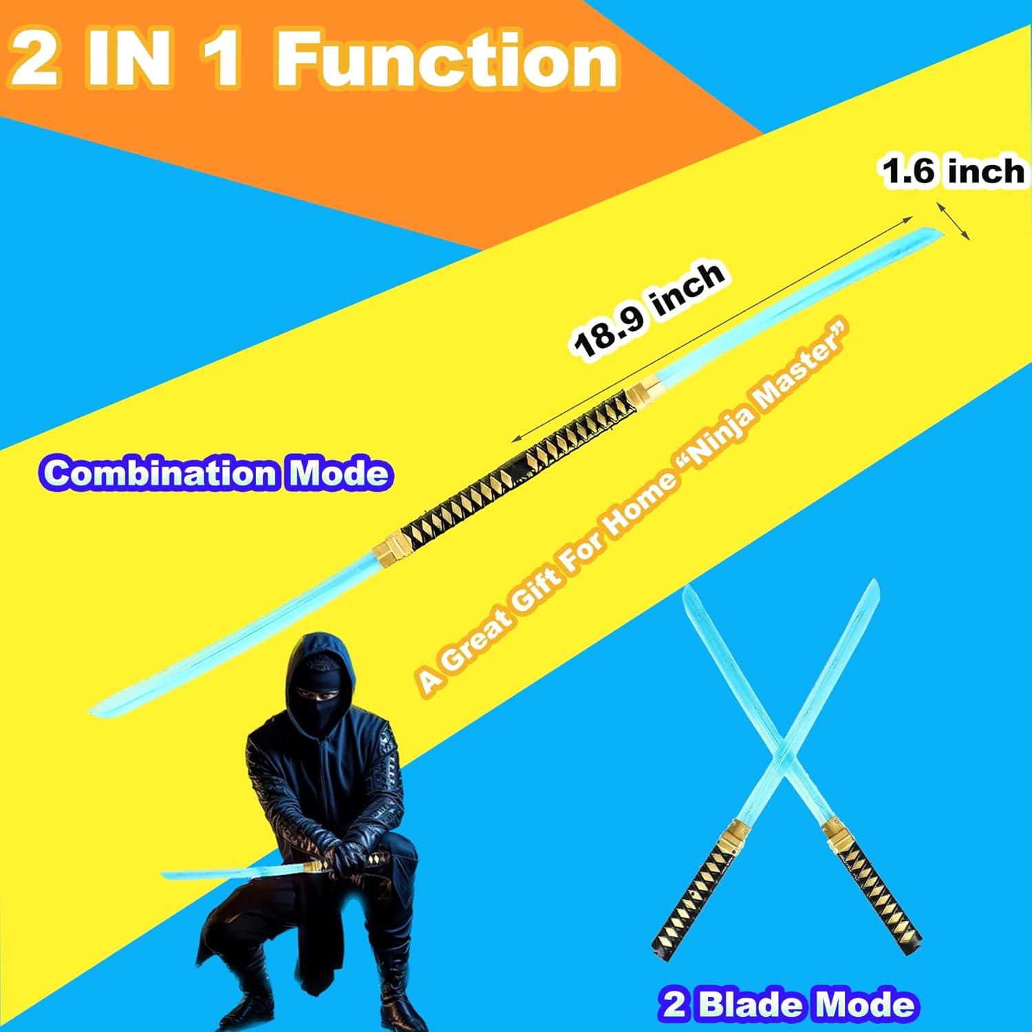 Espada Ninja LED 2 en 1 con Sonidos - Juguete para Halloween