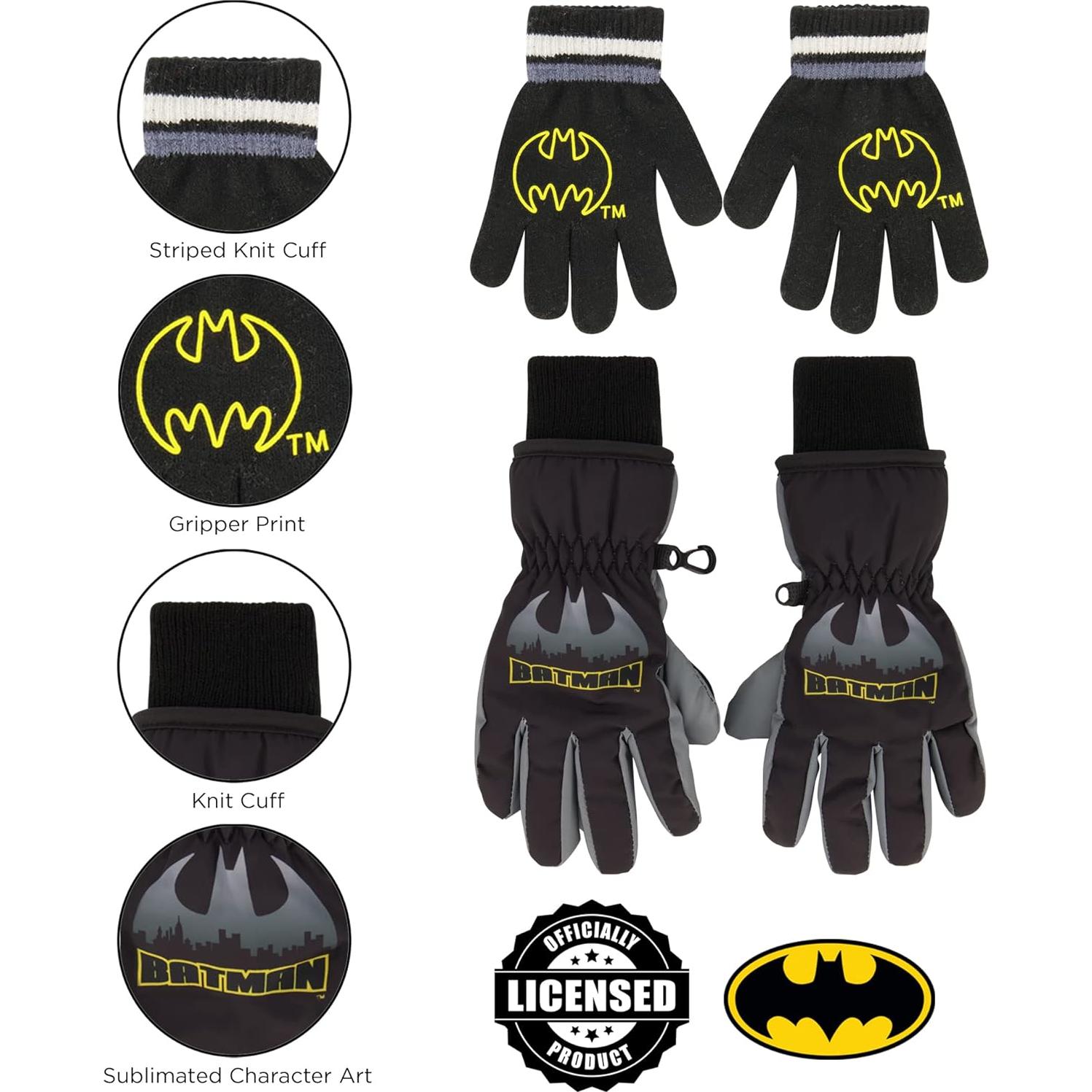 Set de Gorro y Guantes de Invierno Batman DC Comics 3 Piezas