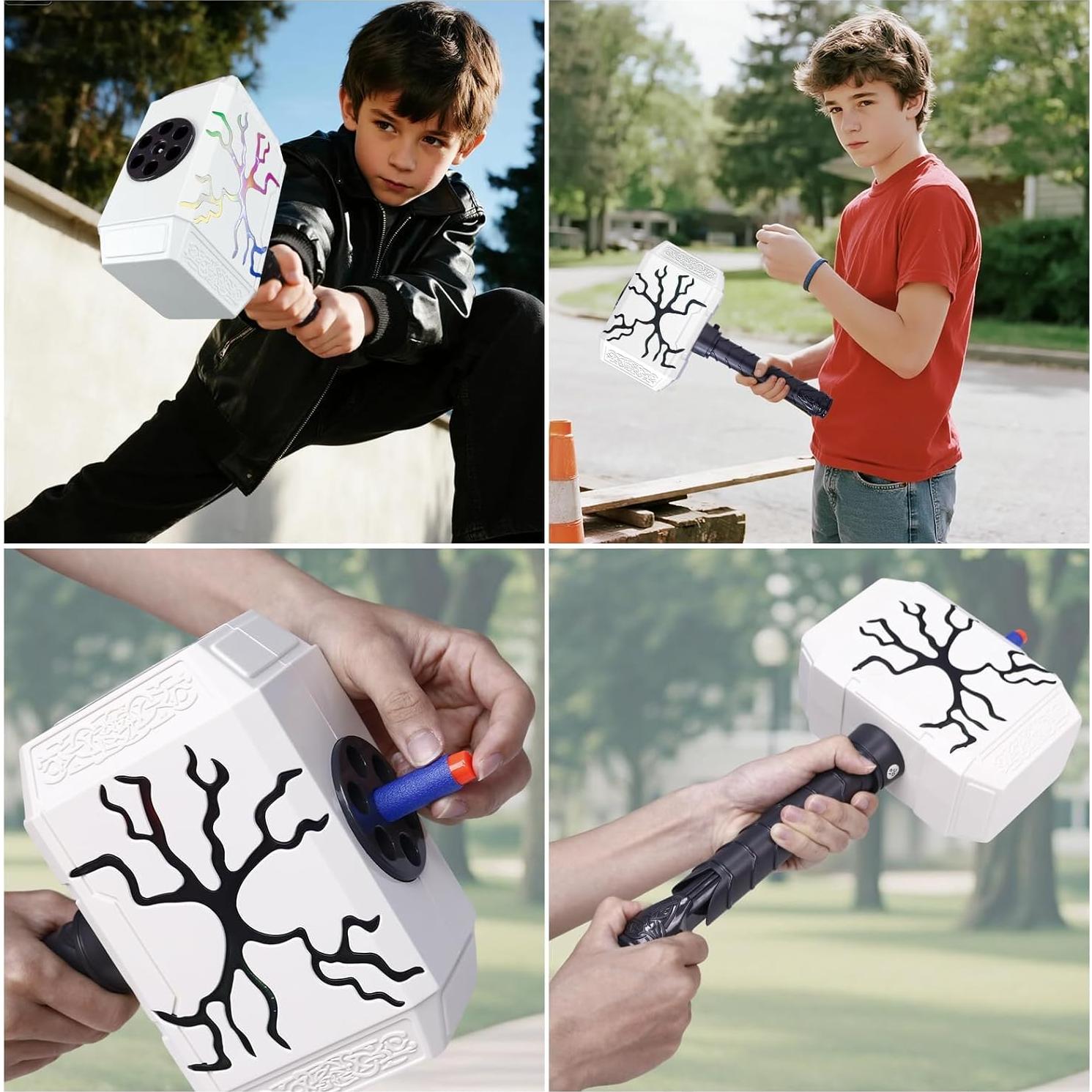 Martillo de Thor Juguete Disparador de Dardos con Luz LED