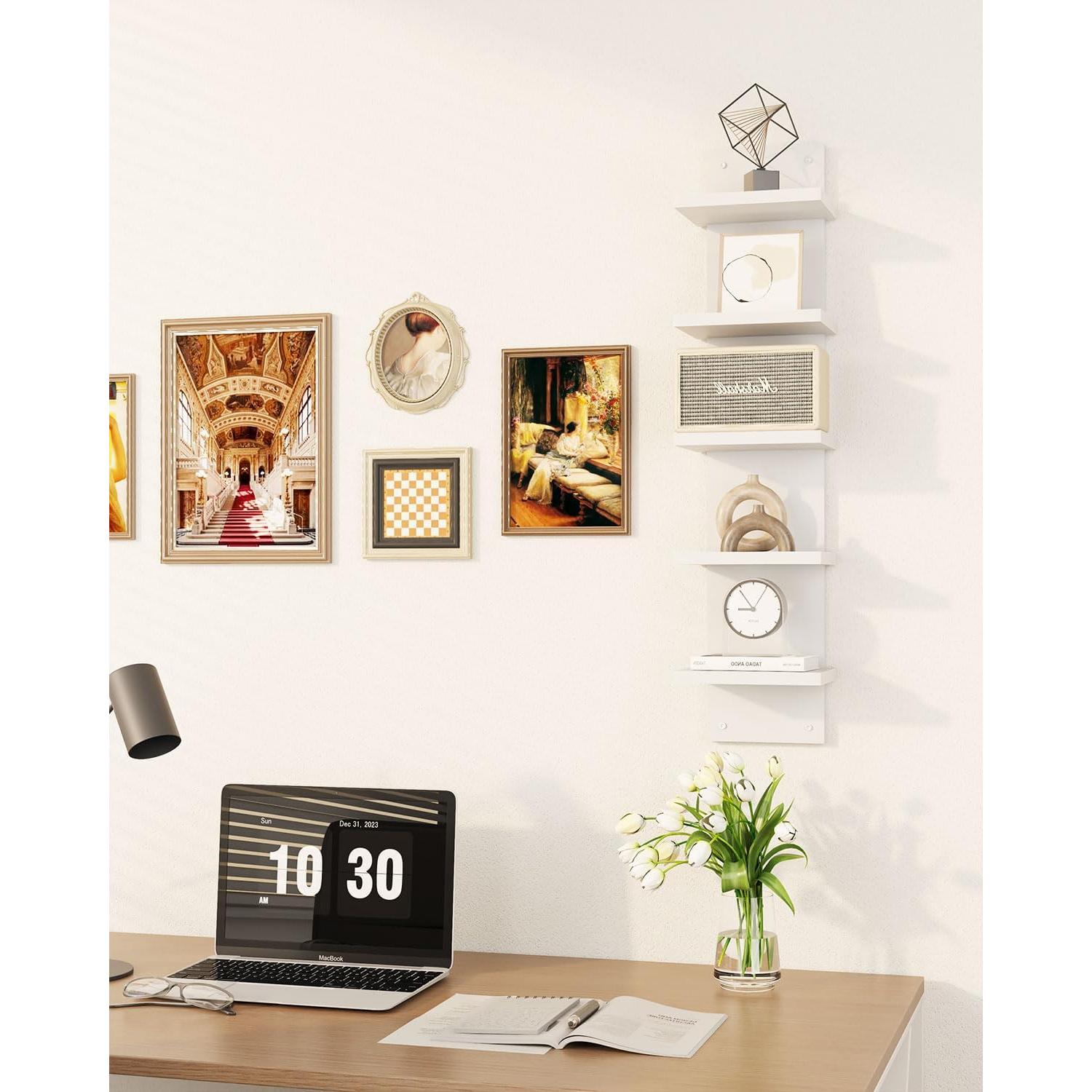 Estante Flotante IBUYKE 5 Niveles Blanco Montado en Pared