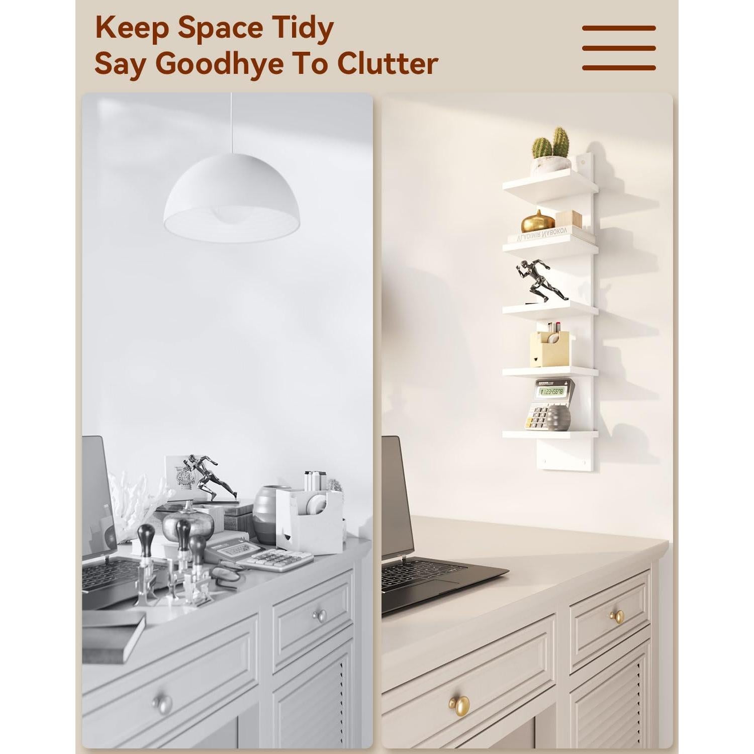 Estante Flotante IBUYKE 5 Niveles Blanco Montado en Pared