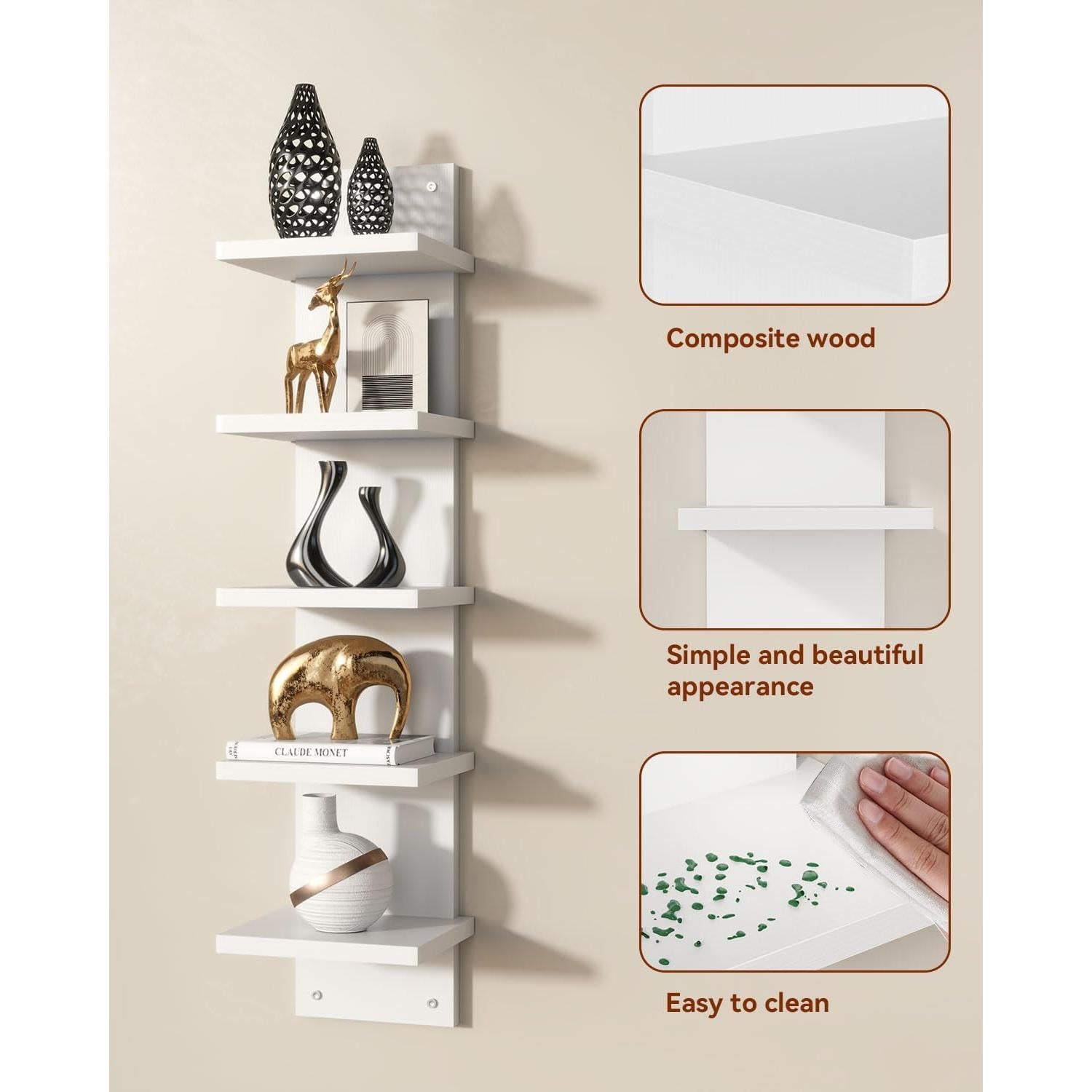 Estante Flotante IBUYKE 5 Niveles Blanco Montado en Pared