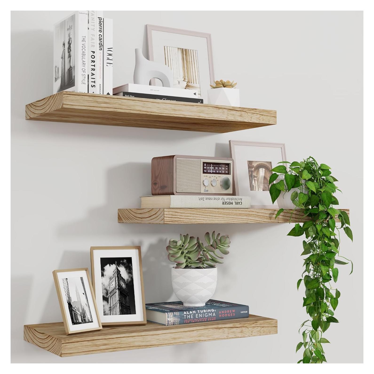 Estantes Flotantes de Madera Rústica Marsmiles 43.18 cm Juego de 3