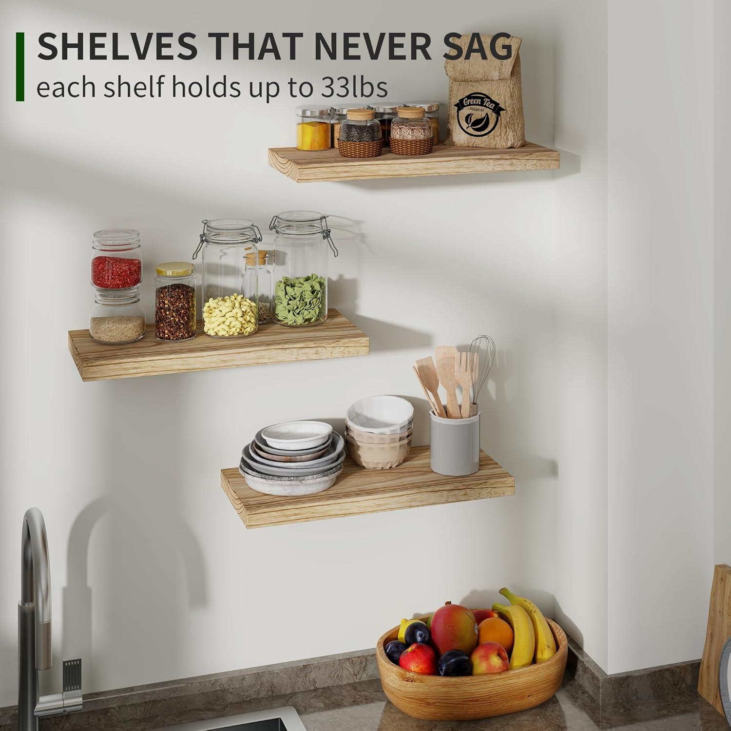 Estantes Flotantes de Madera Rústica Marsmiles 43.18 cm Juego de 3