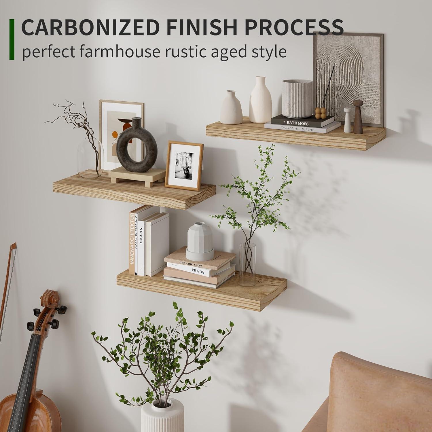 Estantes Flotantes de Madera Rústica Marsmiles 43.18 cm Juego de 3