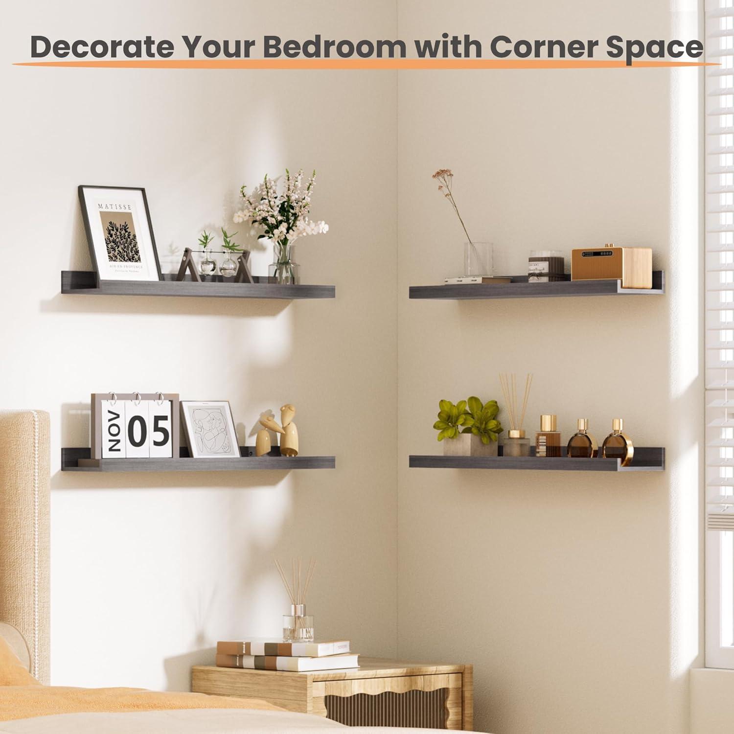 Estantes Flotantes de Madera Upsimples, 6 Piezas 60 cm Gris