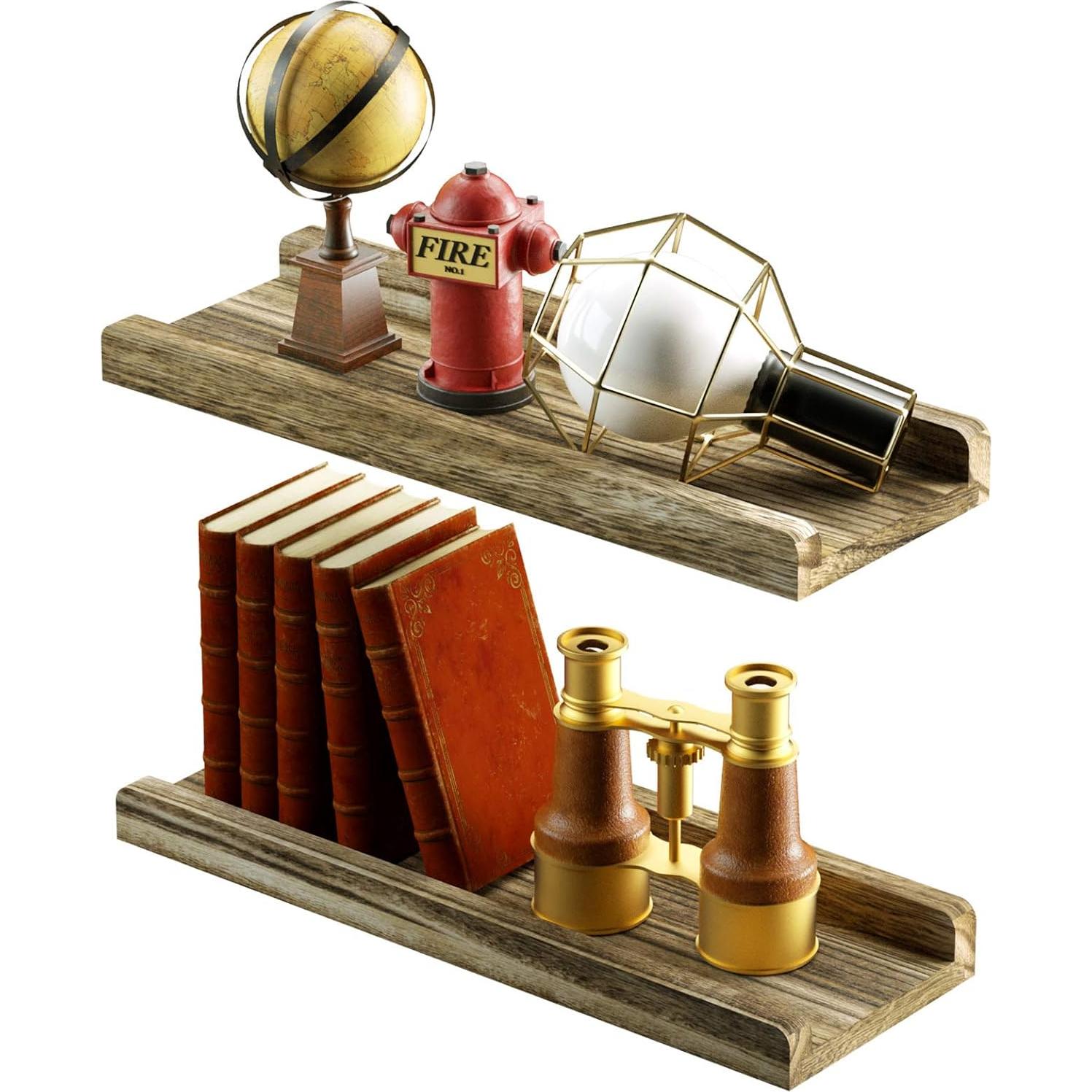 Estanterías Flotantes Love-KANKEI Set de 2 Madera Rústica 43.18 cm