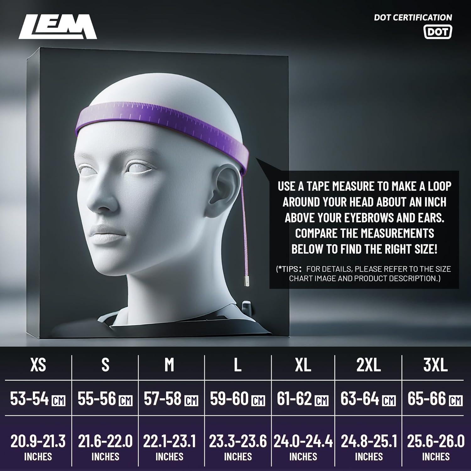 Casco de Motocicleta LEM Rojo/Negro Talla L Fibra de Vidrio