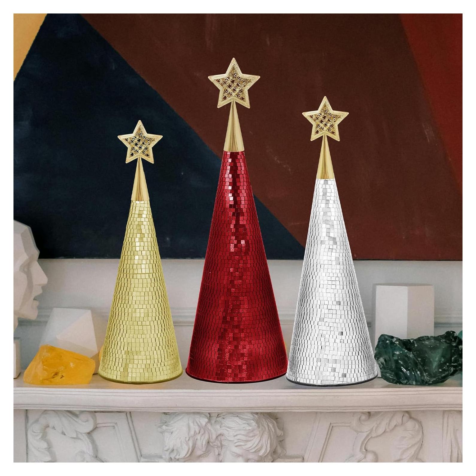 Conjunto de 3 Árboles de Navidad de Vidrio WDHODEC 43 cm