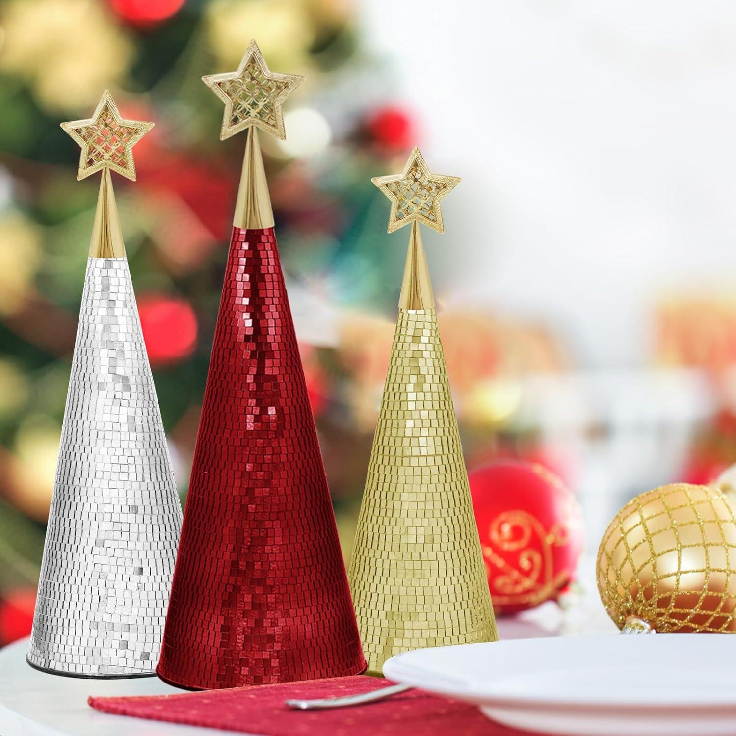 Conjunto de 3 Árboles de Navidad de Vidrio WDHODEC 43 cm