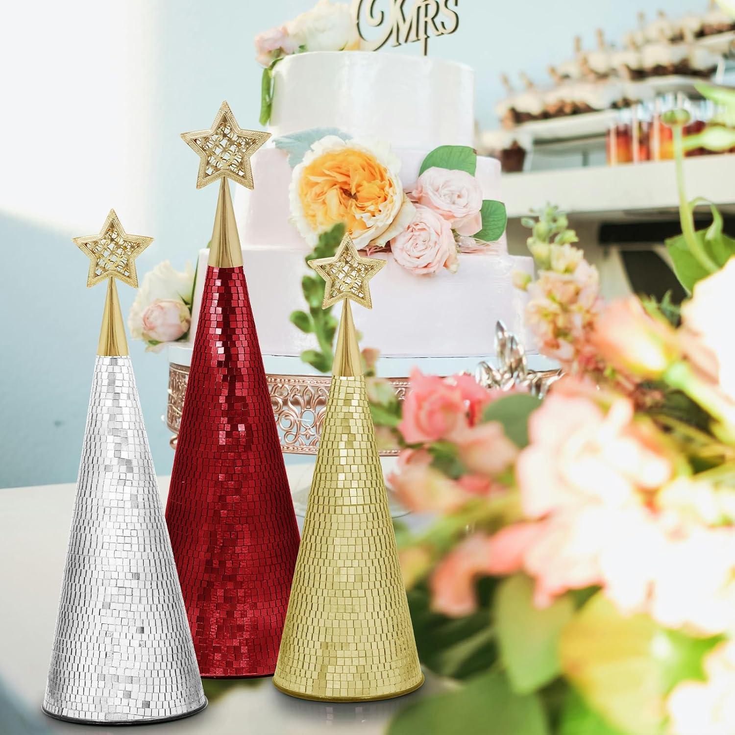 Conjunto de 3 Árboles de Navidad de Vidrio WDHODEC 43 cm