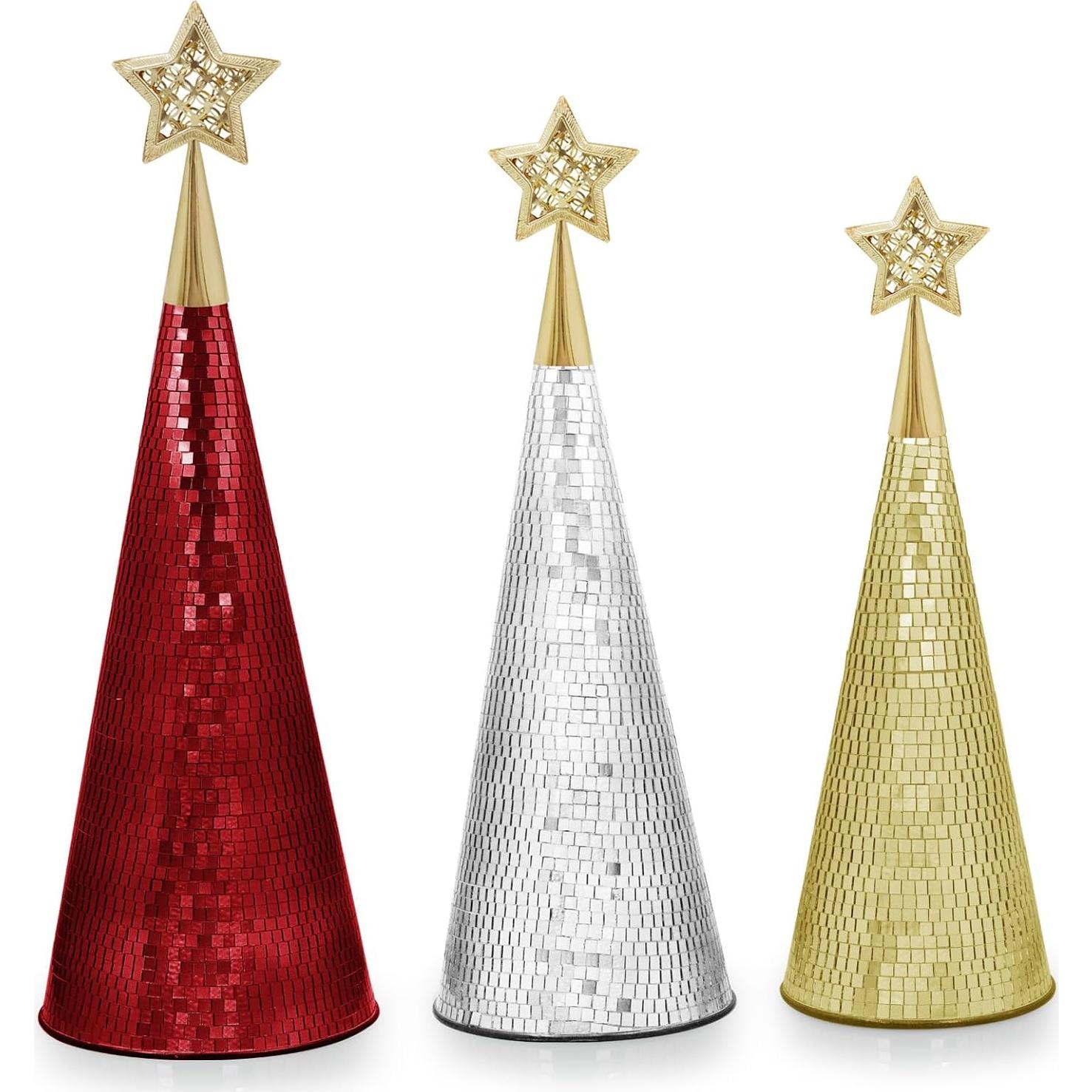 Conjunto de 3 Árboles de Navidad de Vidrio WDHODEC 43 cm