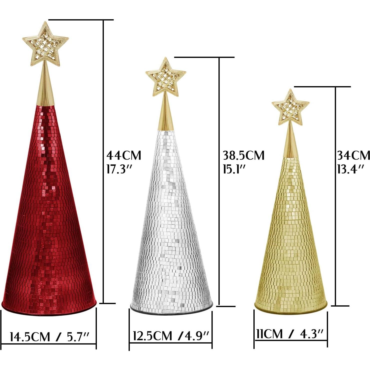 Conjunto de 3 Árboles de Navidad de Vidrio WDHODEC 43 cm