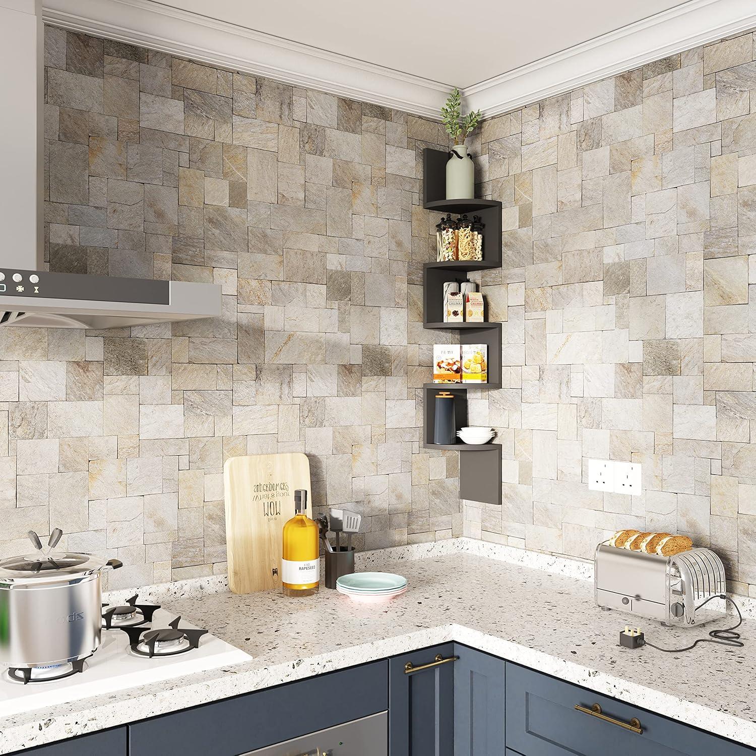 Estante Esquinero Flotante GREENDEW 5 Niveles Negro 123 cm