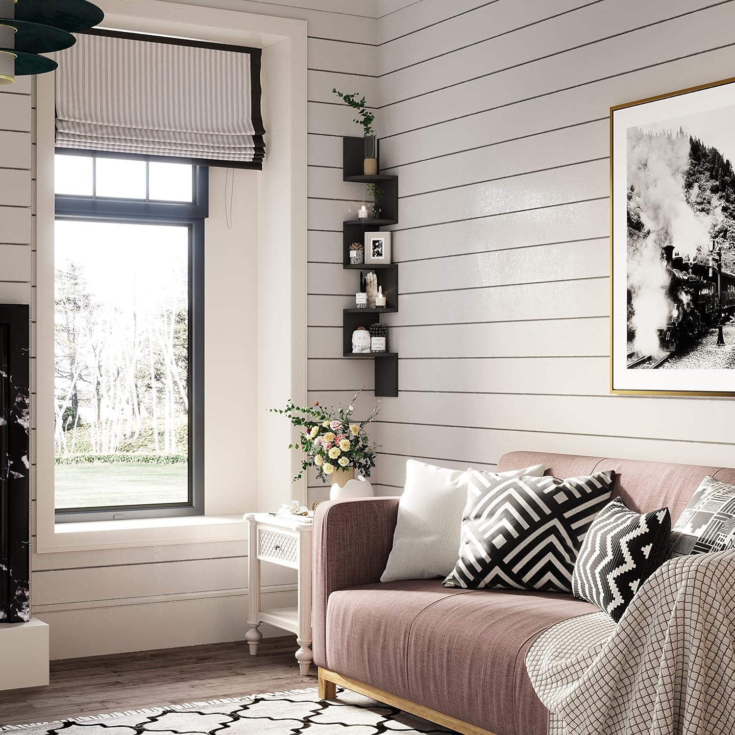 Estante Esquinero Flotante GREENDEW 5 Niveles Negro 123 cm