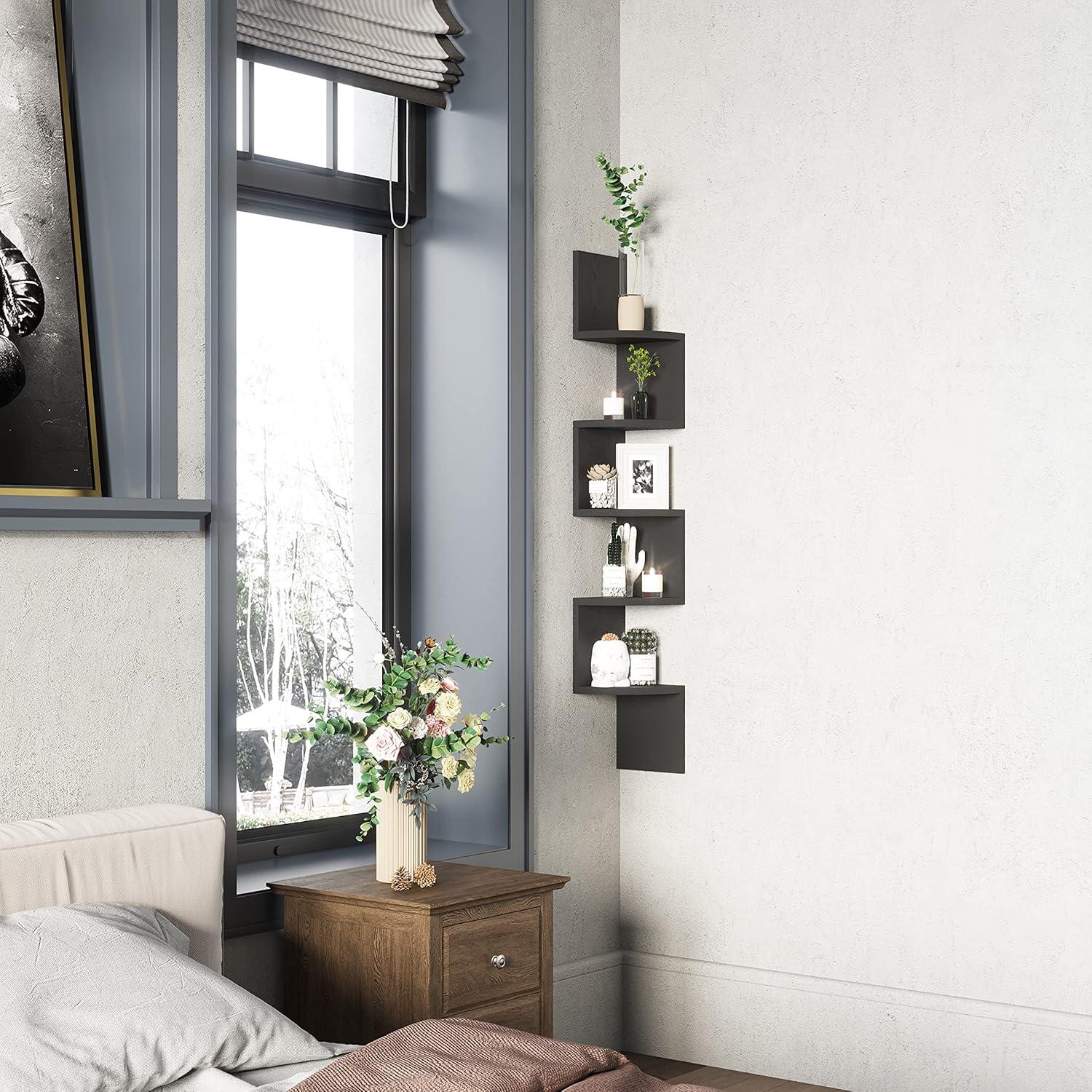 Estante Esquinero Flotante GREENDEW 5 Niveles Negro 123 cm