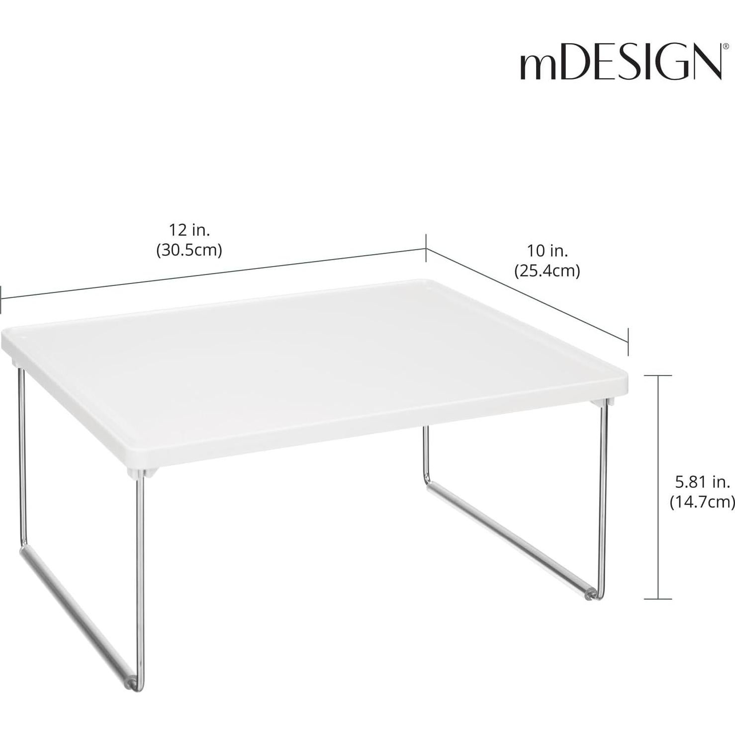 mDesign Organizador de Almacenamiento Apilable Blanco - Paquete de 2