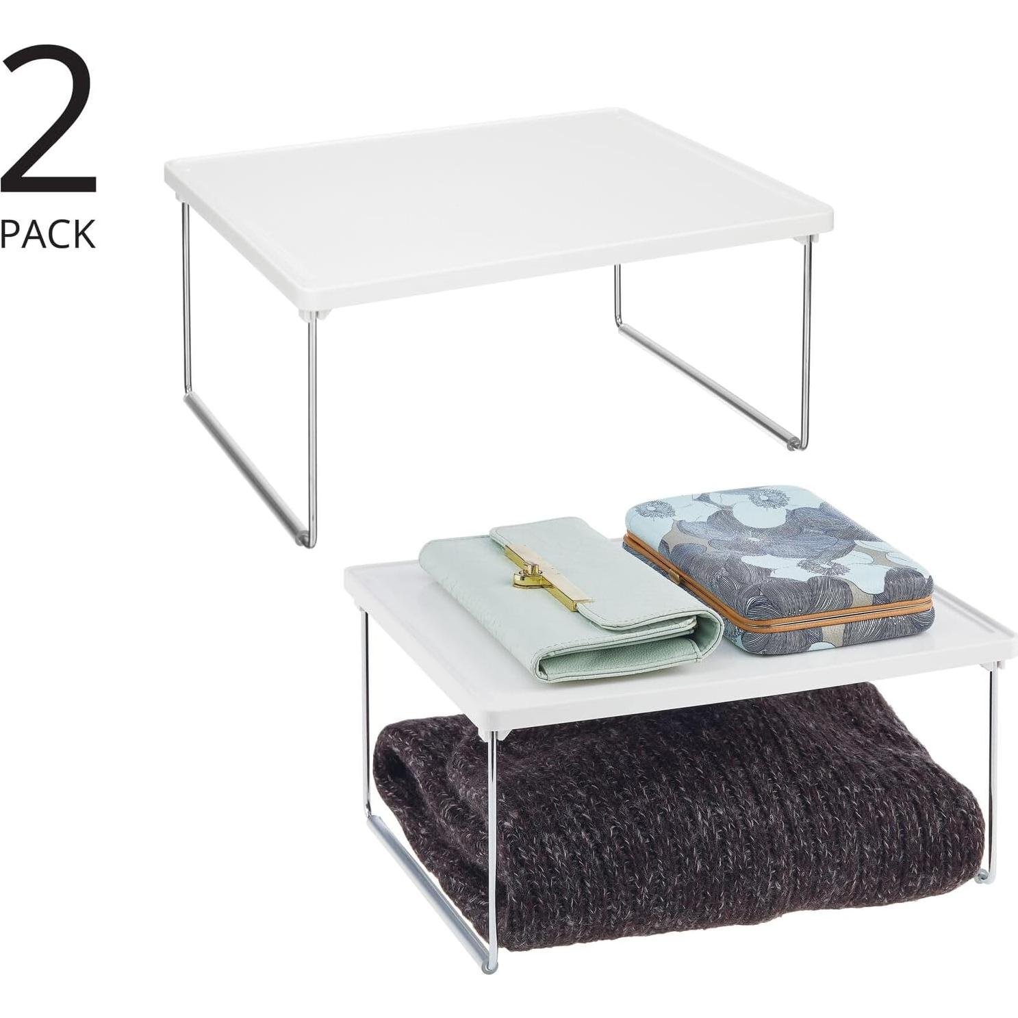 mDesign Organizador de Almacenamiento Apilable Blanco - Paquete de 2