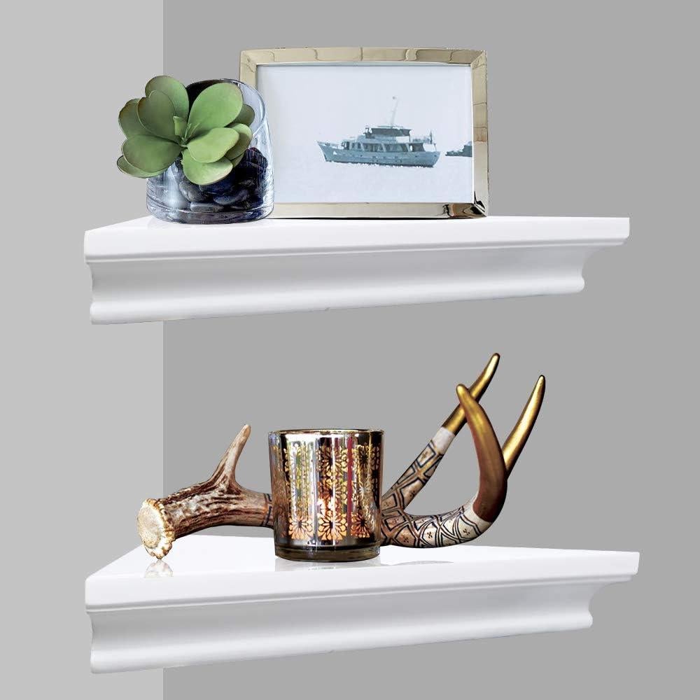 Estante de esquina blanco ZGZD - Juego de 2 estantes de pared