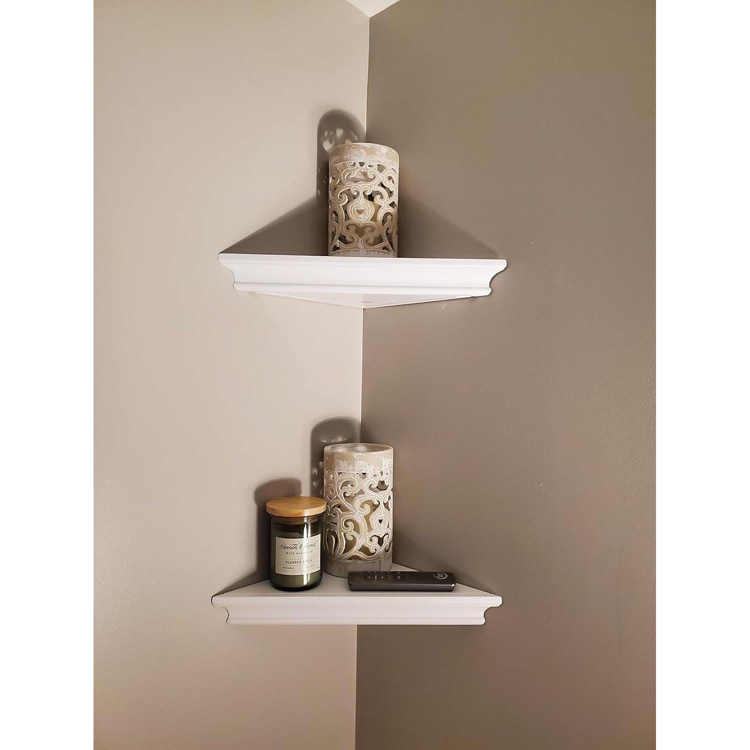 Estante de esquina blanco ZGZD - Juego de 2 estantes de pared