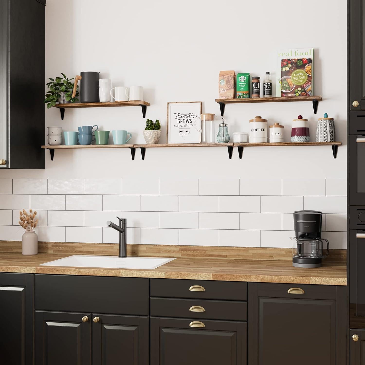 Estantes Flotantes de Madera Wallniture Arras, 5 Unidades, 60.96 cm