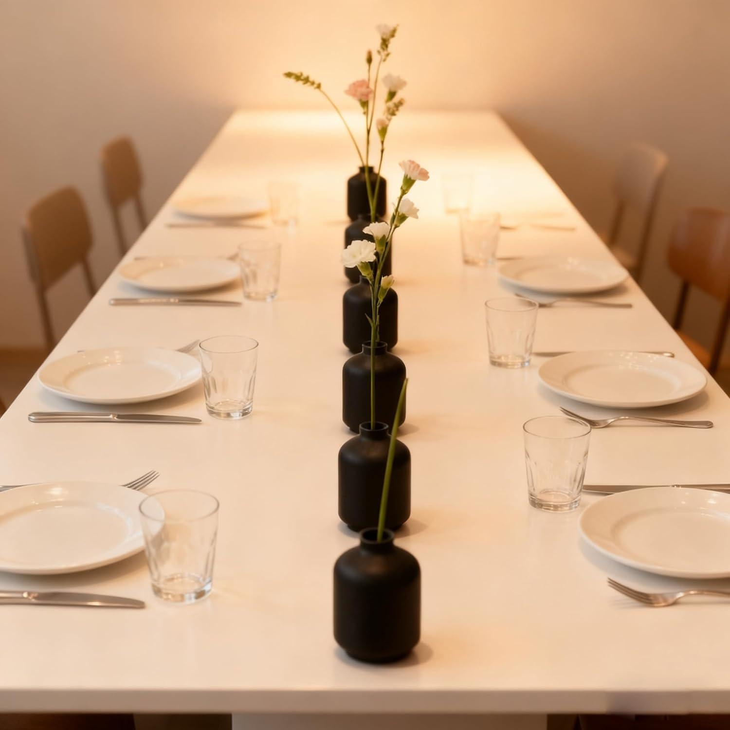 Conjunto de 6 Jarrones de Cerámica Negra Mate 9.8 cm UANYEMON