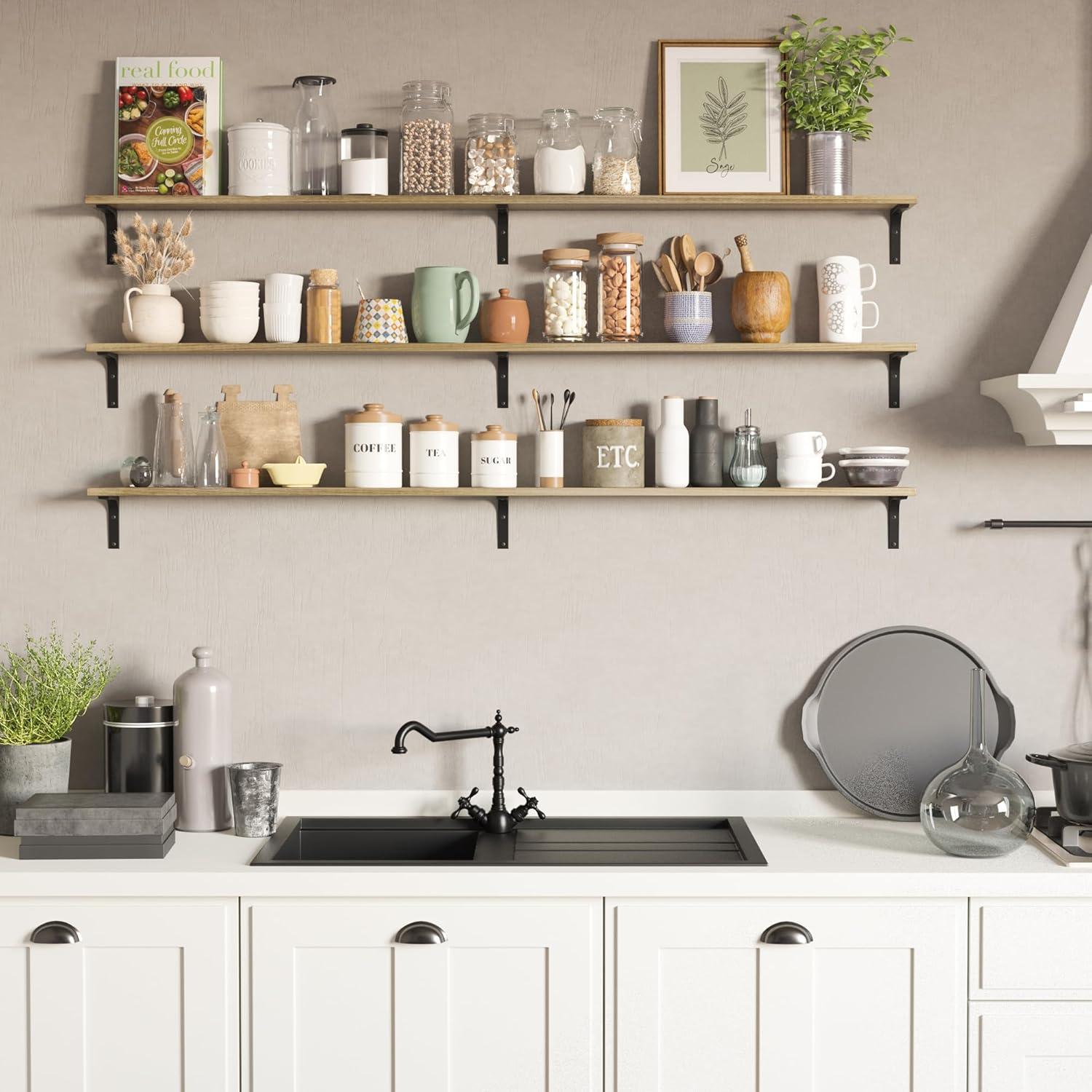 Estanterías Flotantes Wallniture Nola 3 Piezas 152.4cm Madera