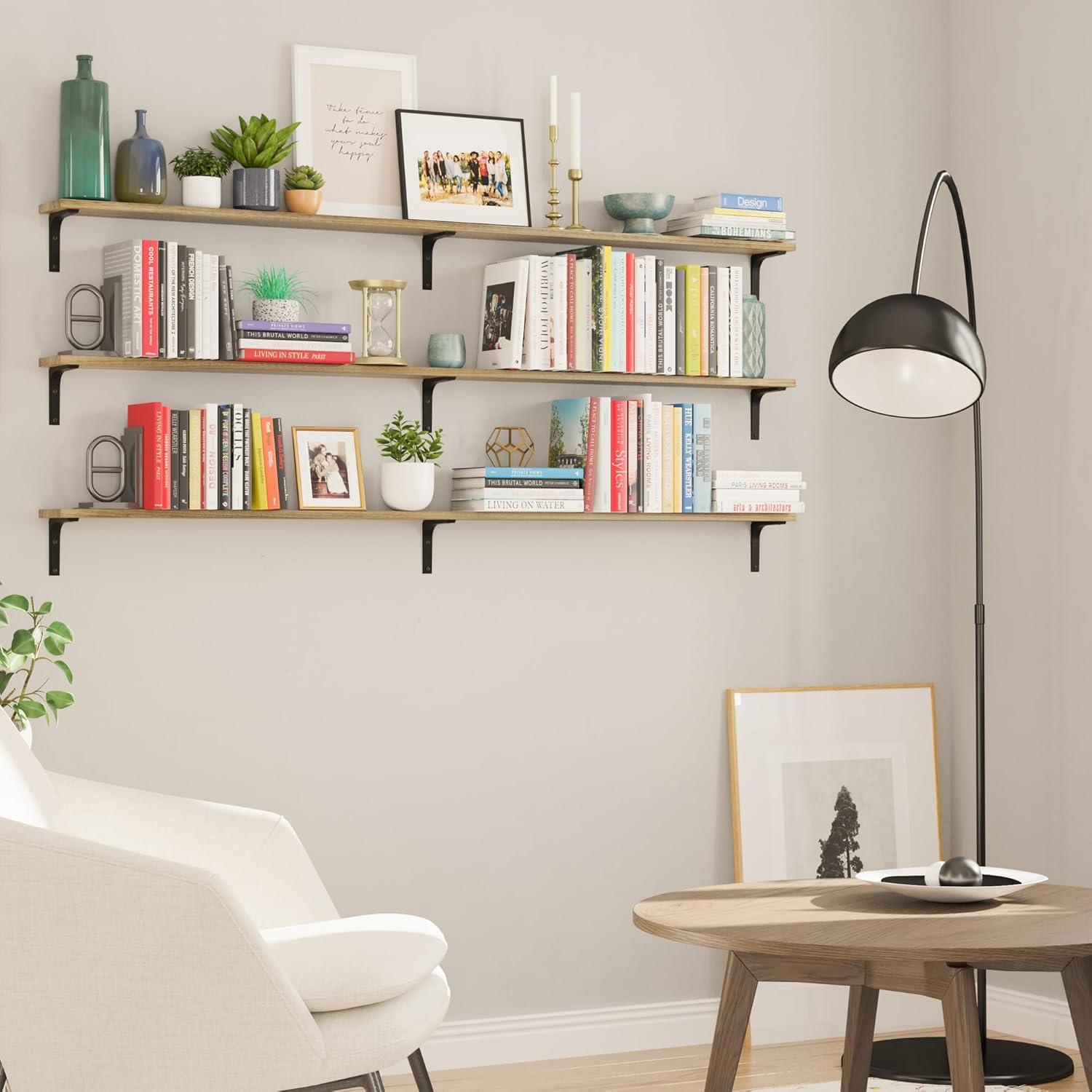 Estanterías Flotantes Wallniture Nola 3 Piezas 152.4cm Madera