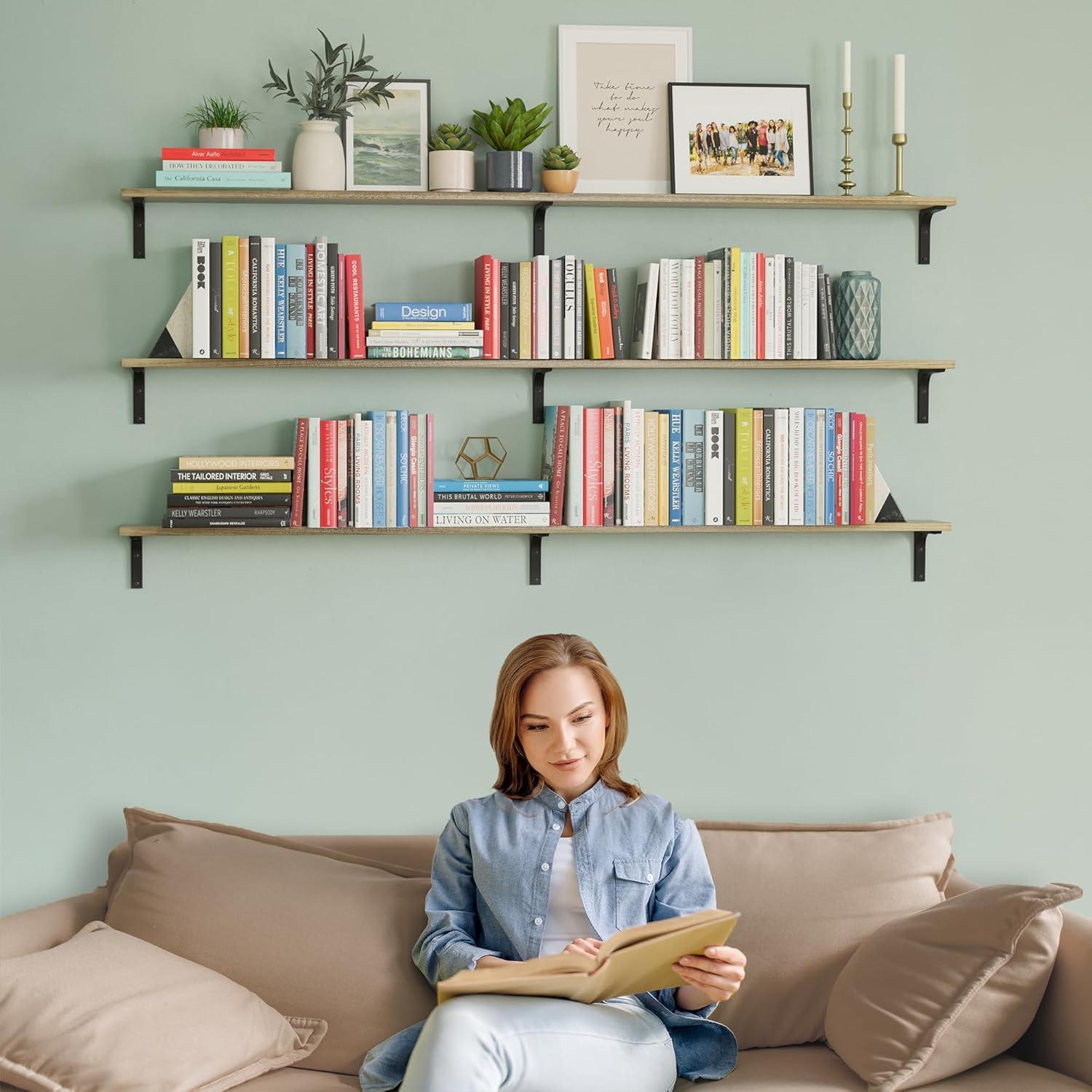 Estanterías Flotantes Wallniture Nola 3 Piezas 152.4cm Madera