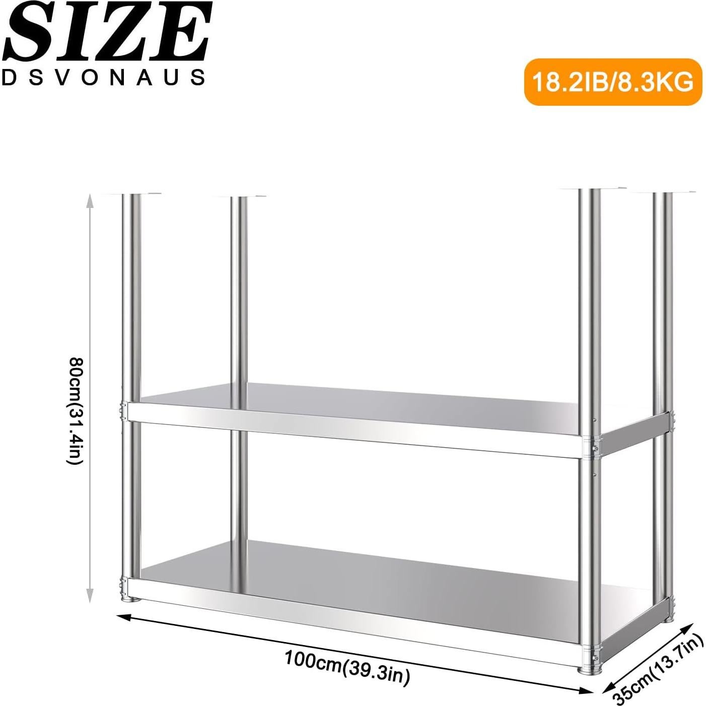 Estante de Techo DSVONAUS Acero Inoxidable 2 Capas 29 kg