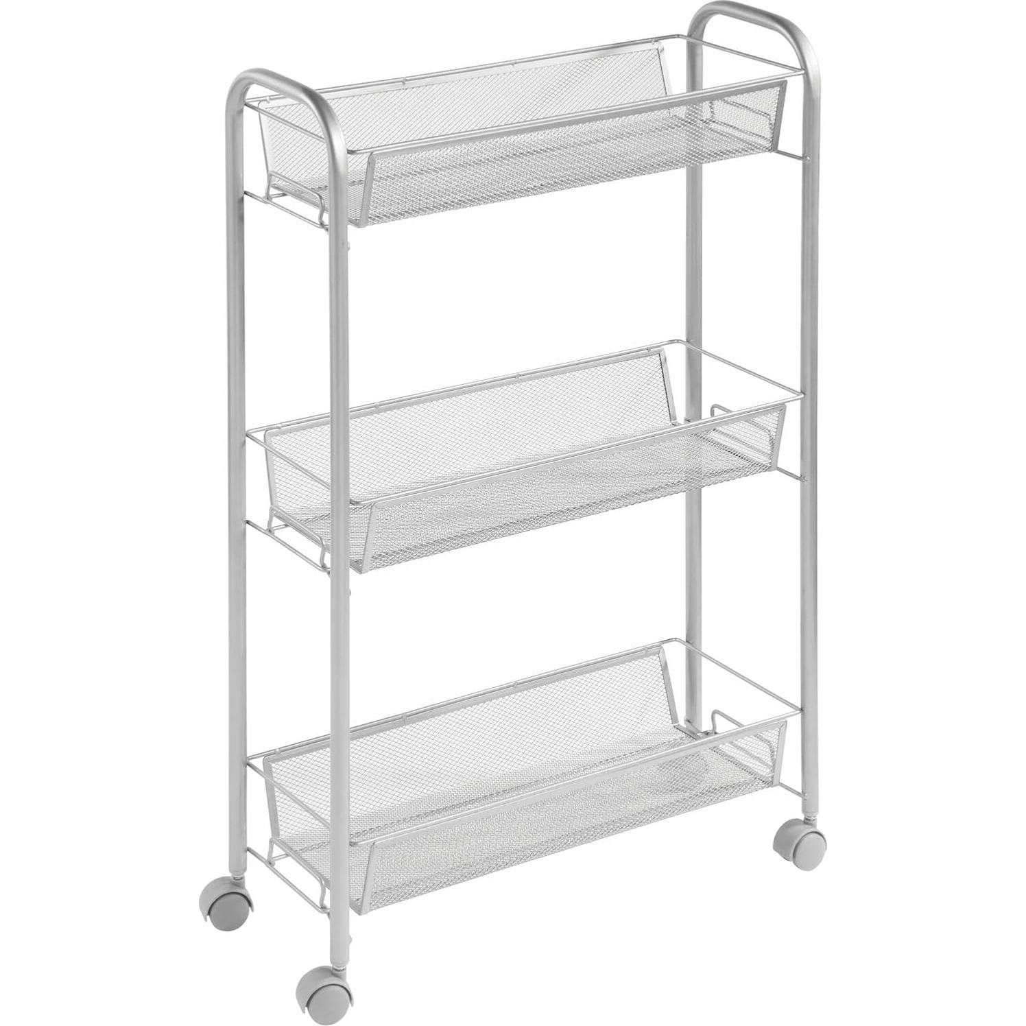 Carro de Utilidad mDesign de Acero con 3 Estantes y Ruedas