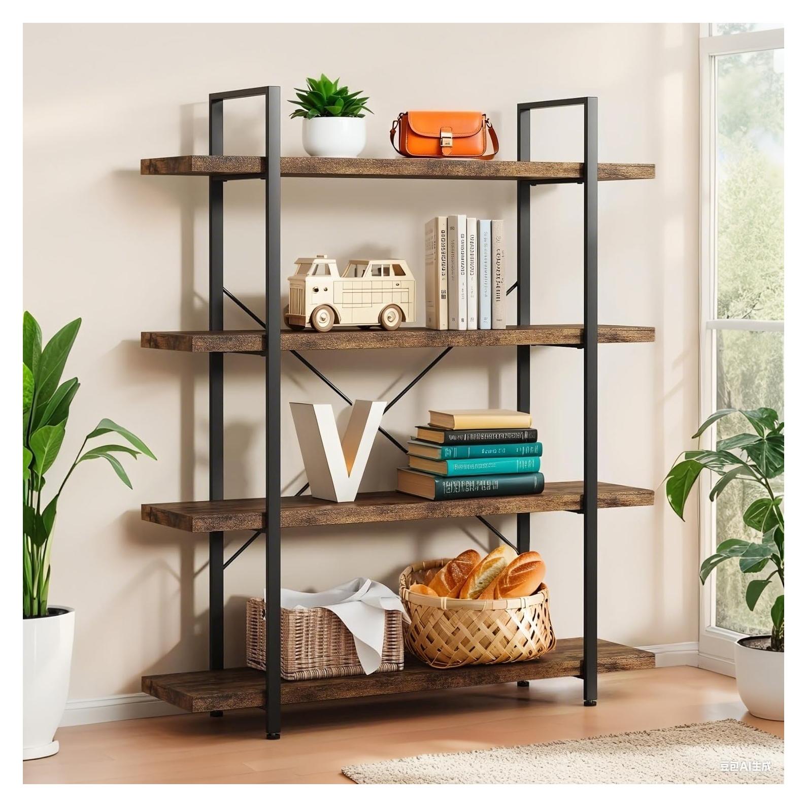 Estantería Industrial VKUCI 4 Niveles 120x32 cm Marrón