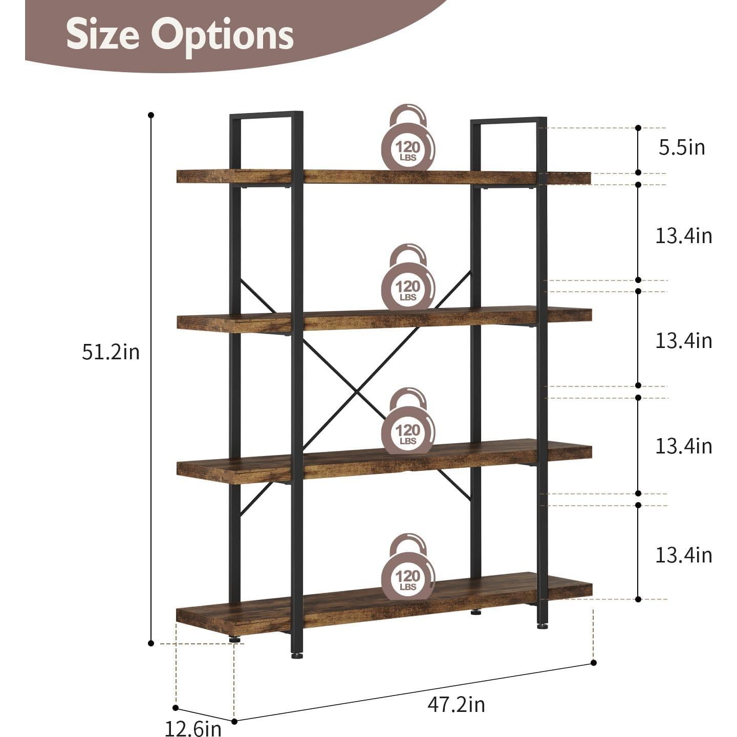 Estantería Industrial VKUCI 4 Niveles 120x32 cm Marrón
