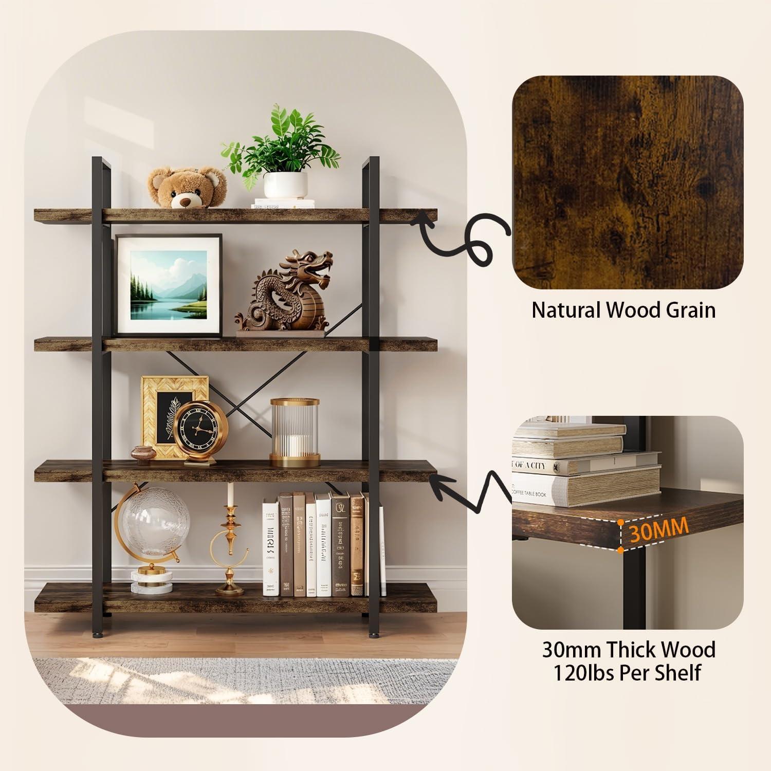 Estantería Industrial VKUCI 4 Niveles 120x32 cm Marrón