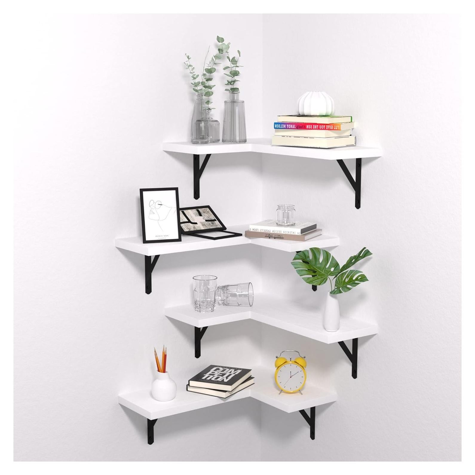 Estantes Flotantes de Esquina FUENTE DE LA NATURALEZA - 4 Piezas Blancos