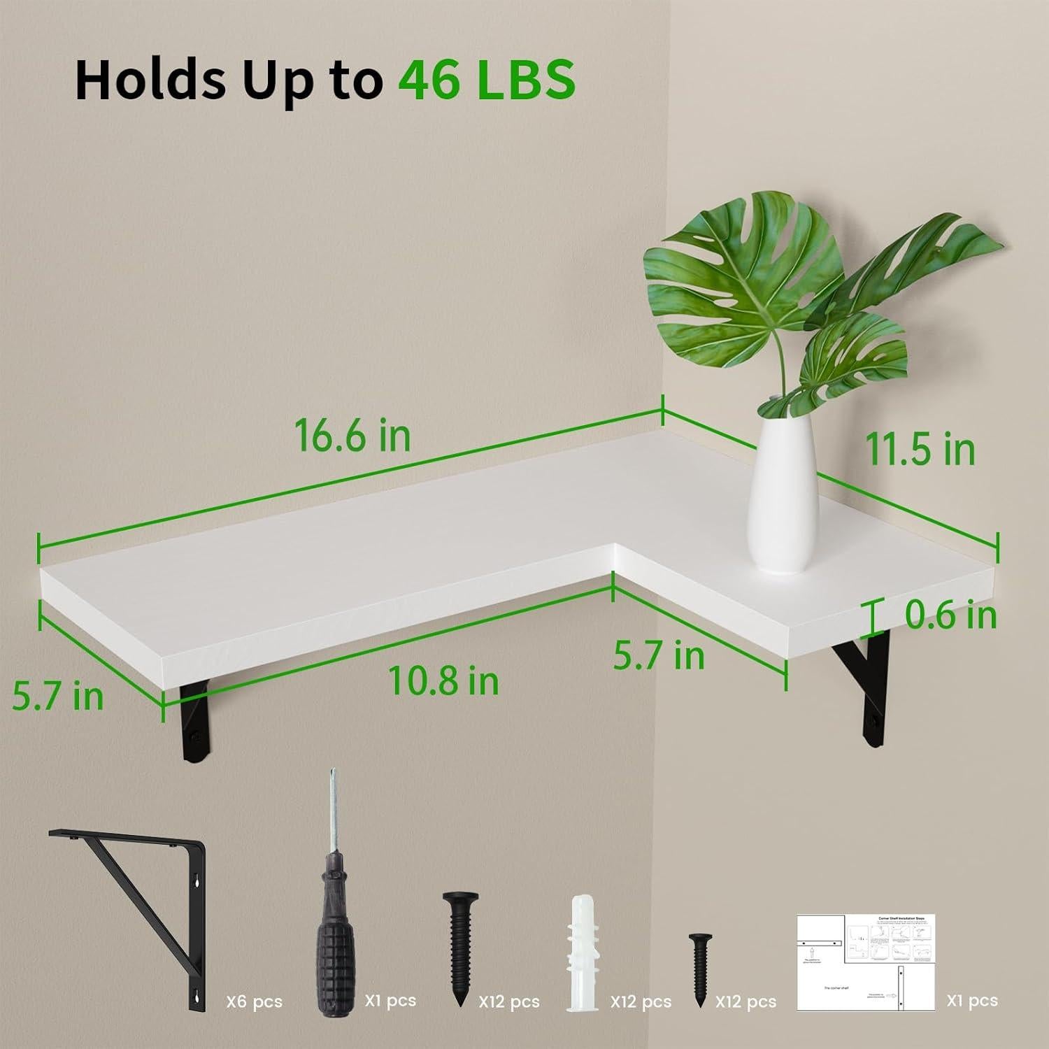 Estantes Flotantes de Esquina FUENTE DE LA NATURALEZA - 4 Piezas Blancos