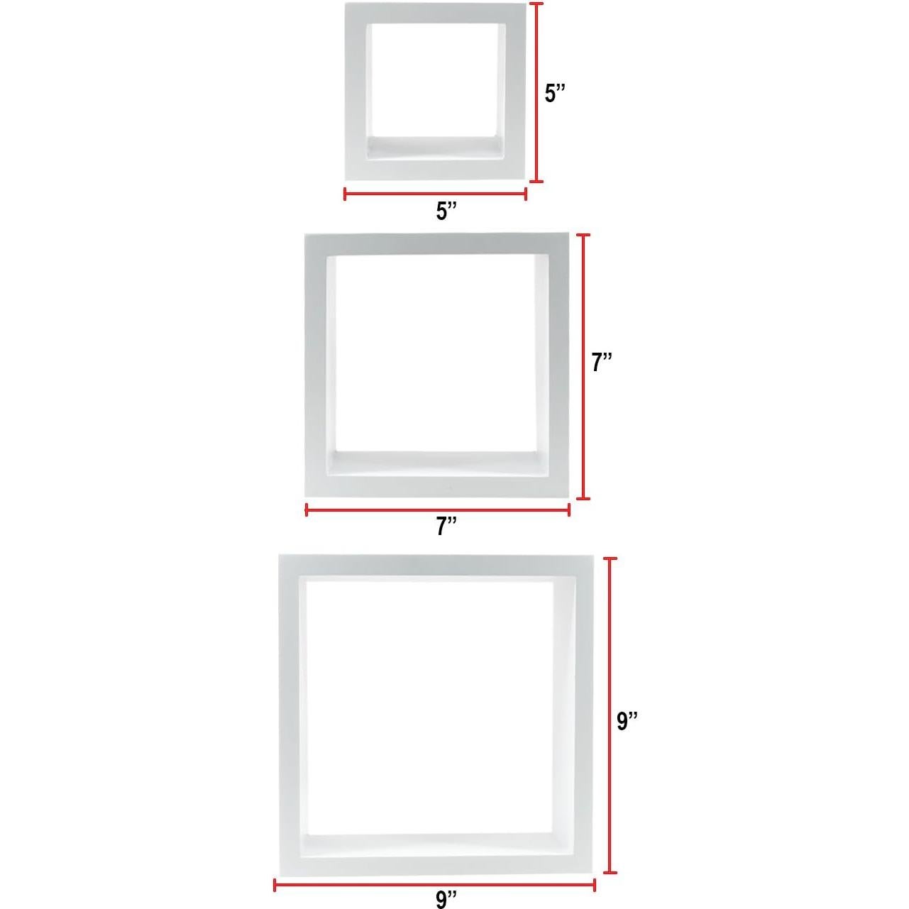 Estantes Flotantes Sorbus - Conjunto de 3 Cuadrados Blancos