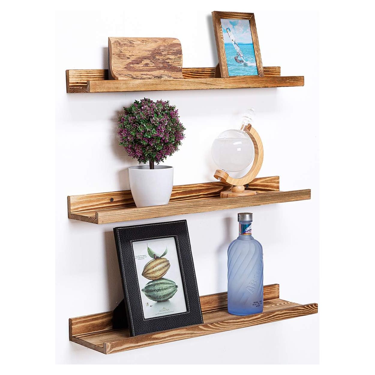 Estante Flotante AZSKY Set de 3, 61 cm, Color Quemado