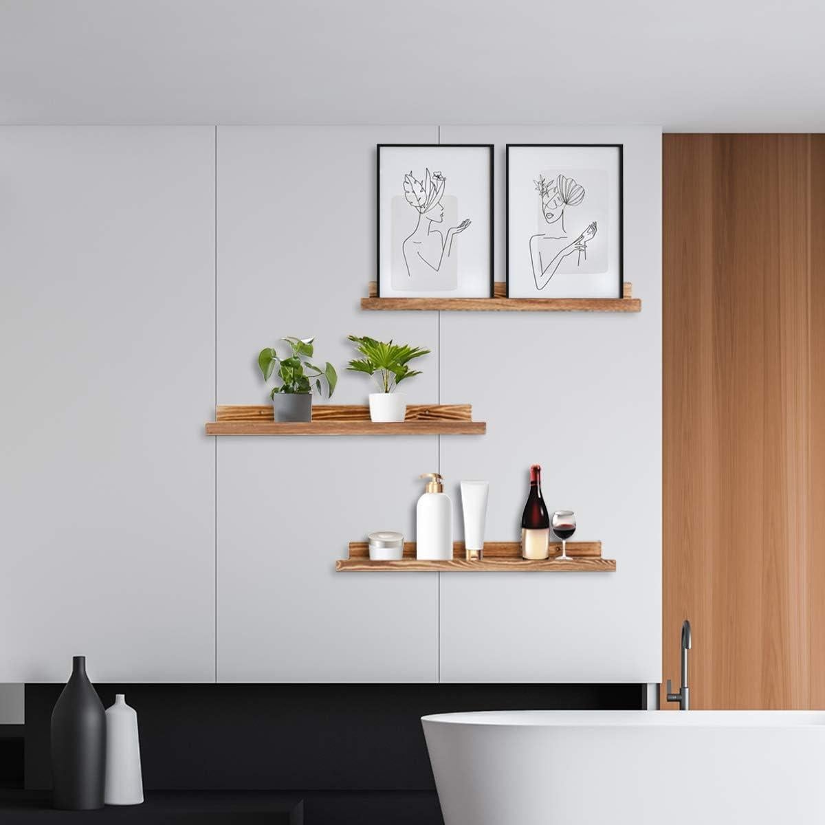 Estante Flotante AZSKY Set de 3, 61 cm, Color Quemado