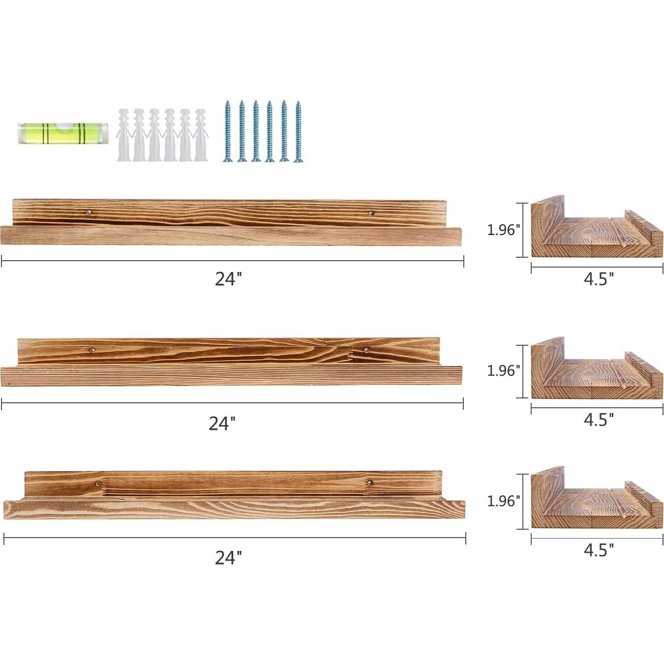 Estante Flotante AZSKY Set de 3, 61 cm, Color Quemado