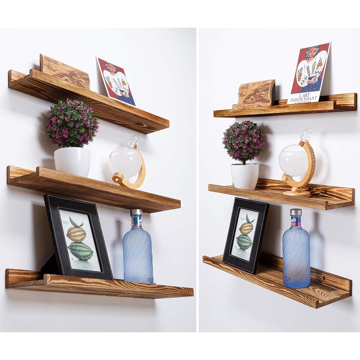 Estante Flotante AZSKY Set de 3, 61 cm, Color Quemado